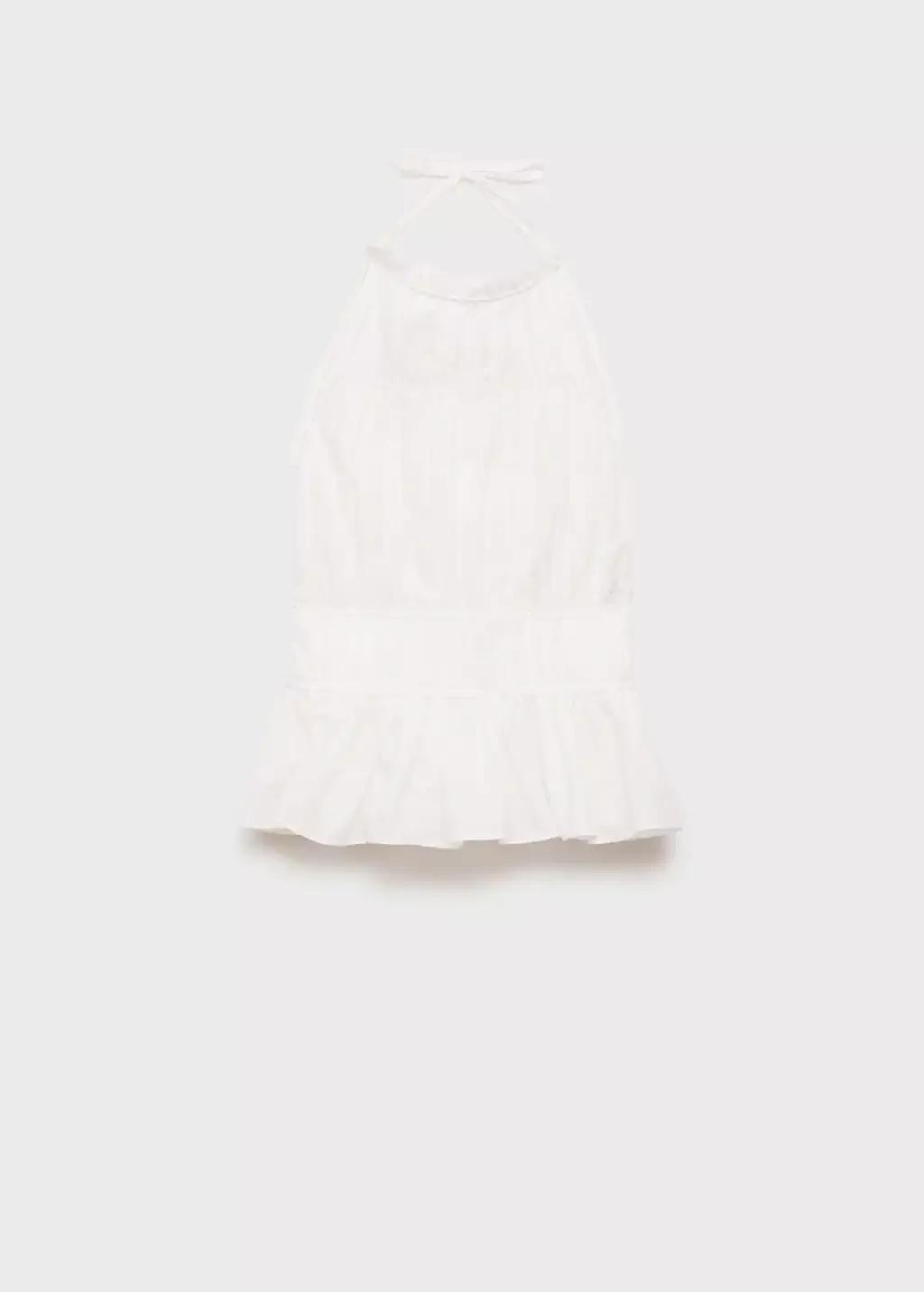 White Ruched Halter Top, , large image number 3