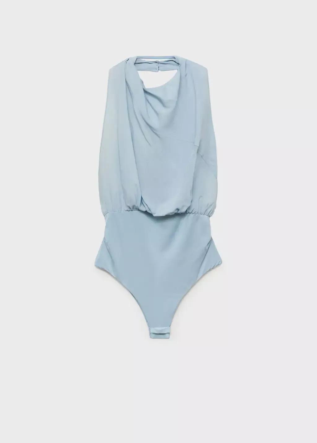 Blue Puffed Open-Back Bodysuit, , large image number 3
