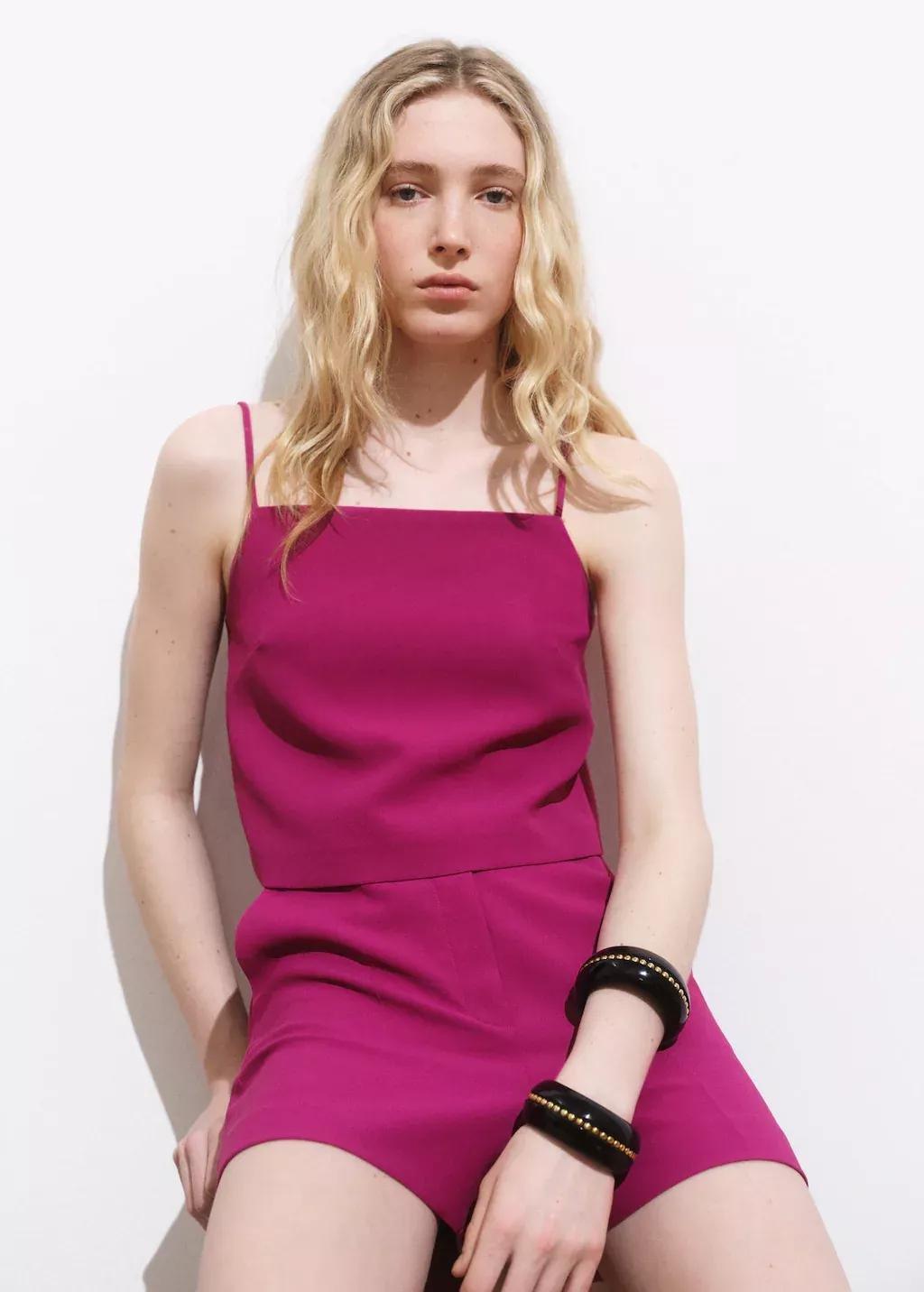 Pink Buttoned Crop Top, , large image number 0