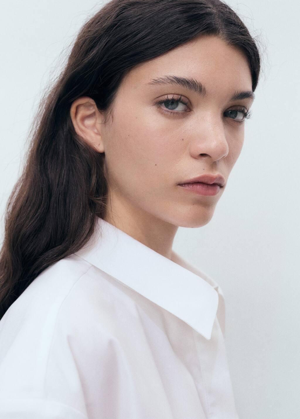 WHITE Cropped cotton shirt, , large image number 3
