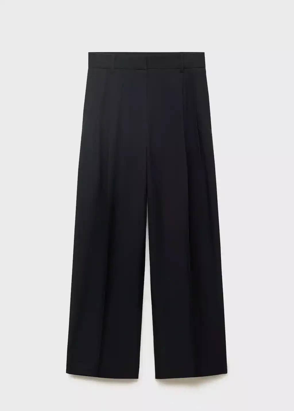 BLACK Straight-leg cotton pleated trousers, , large image number 3