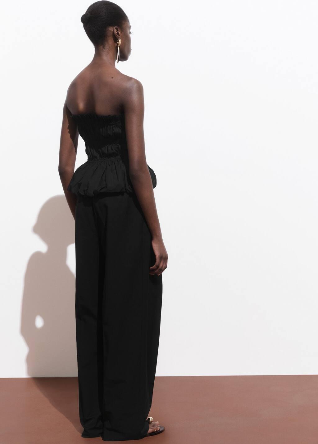 BLACK Straight-leg cotton pleated trousers, , large image number 6