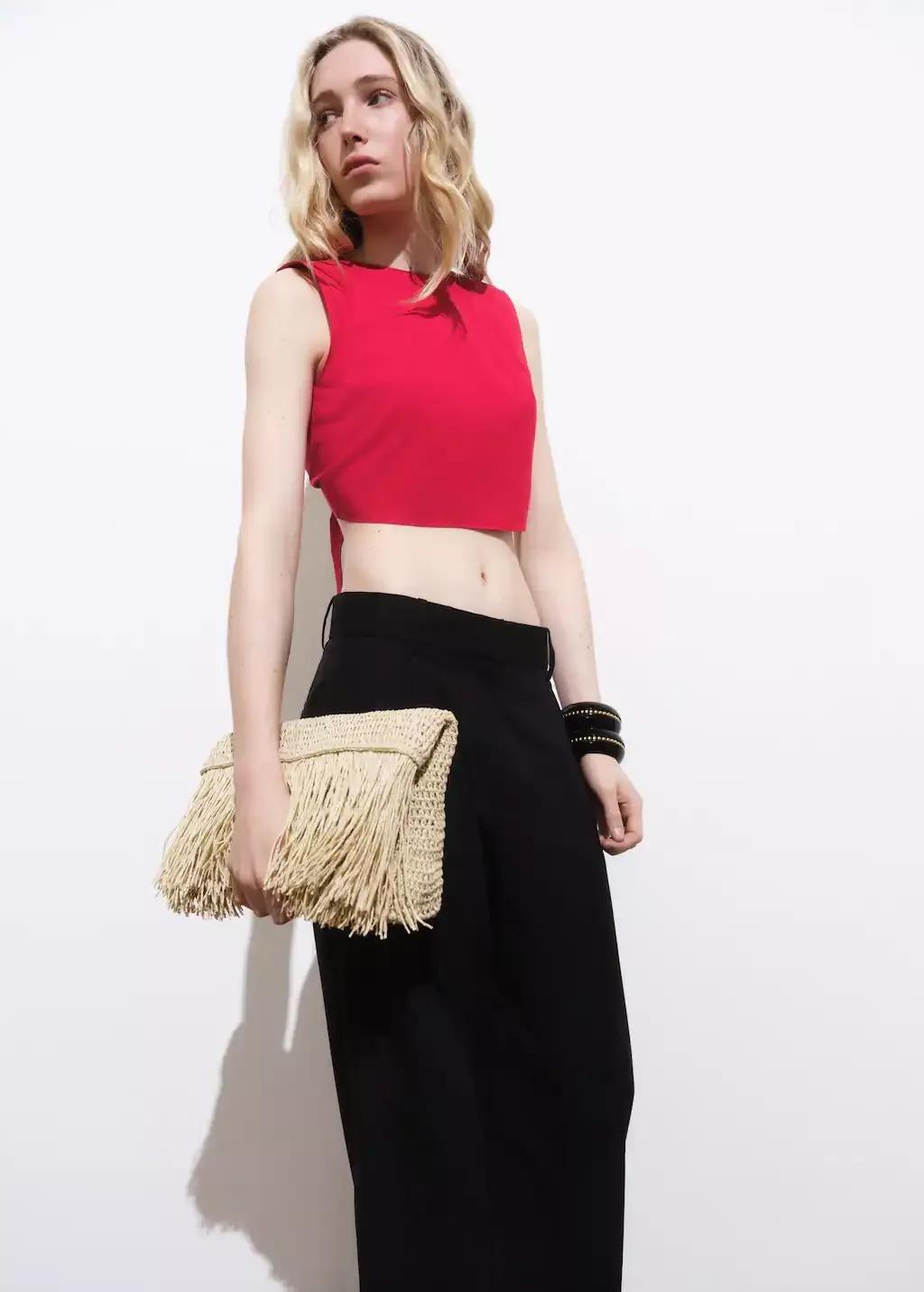 Red Crop Top With Bow On The Back, , large image number 1