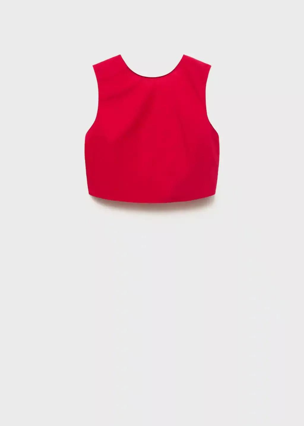 Red Crop Top With Bow On The Back, , large image number 3