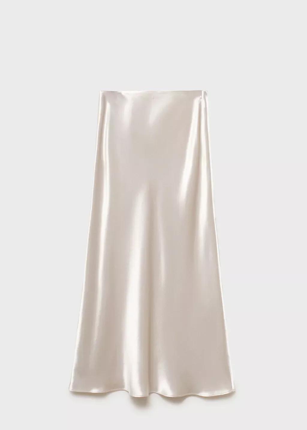 Silver Midi Satin Skirt, , large image number 3