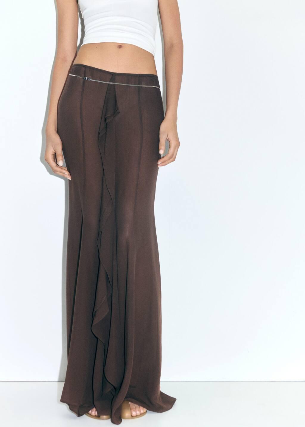 BROWN Maxi-skirt with ruffle detail, , large image number 0