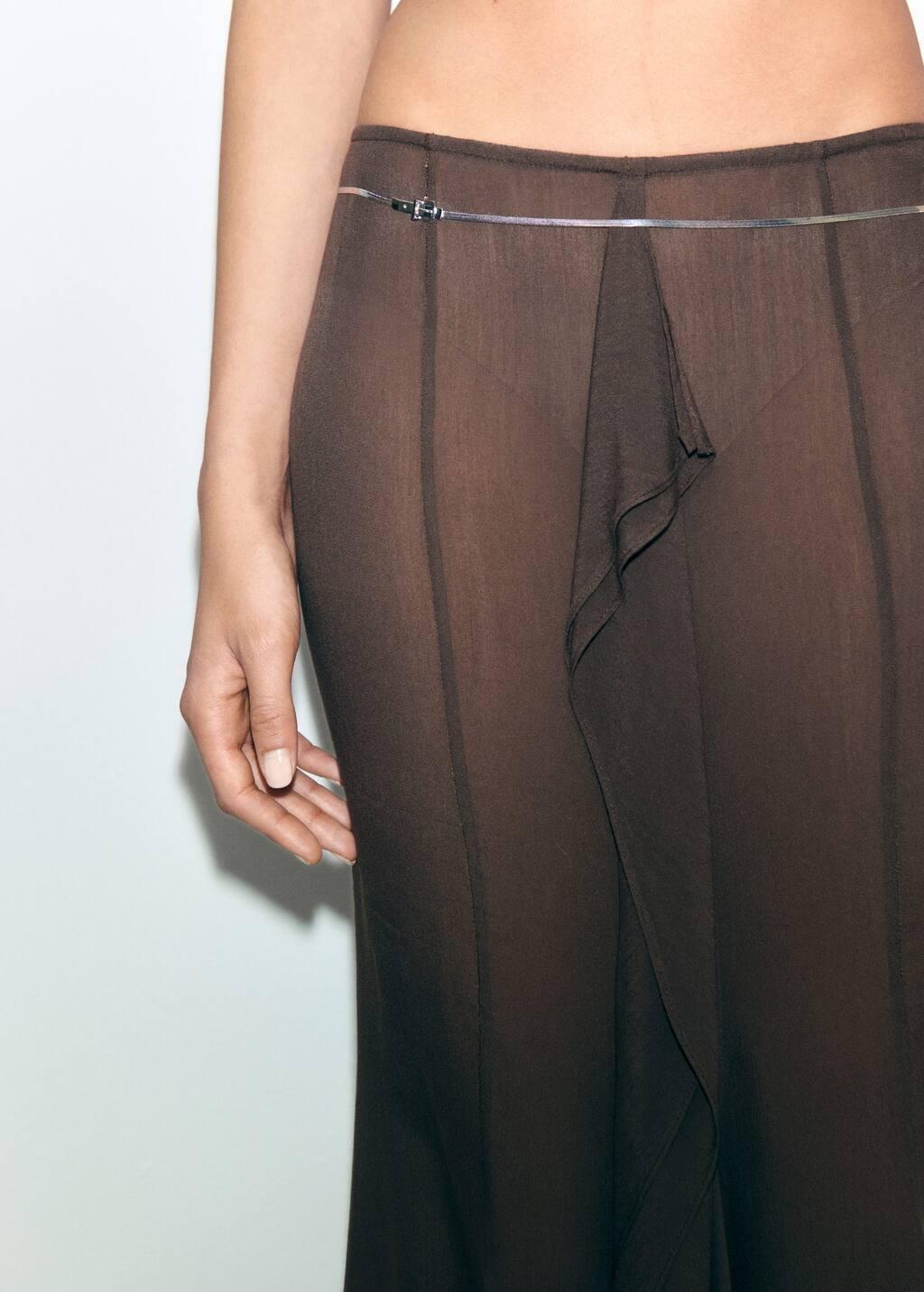 BROWN Maxi-skirt with ruffle detail, , large image number 1