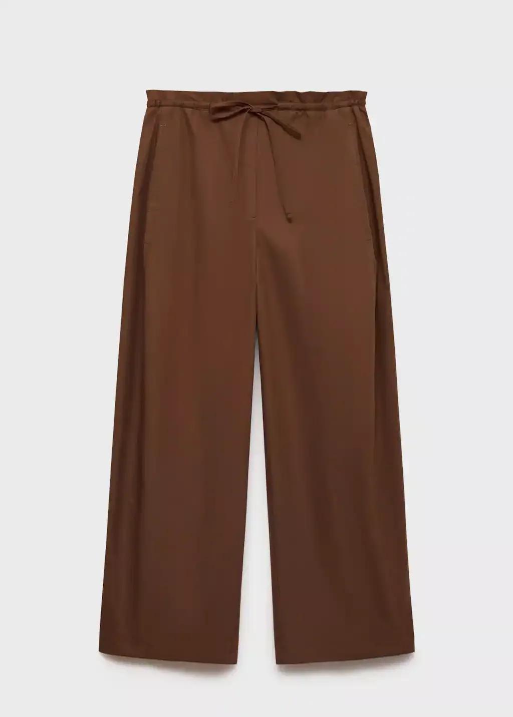 Brown Paper Bag Cotton Trousers, , large image number 3
