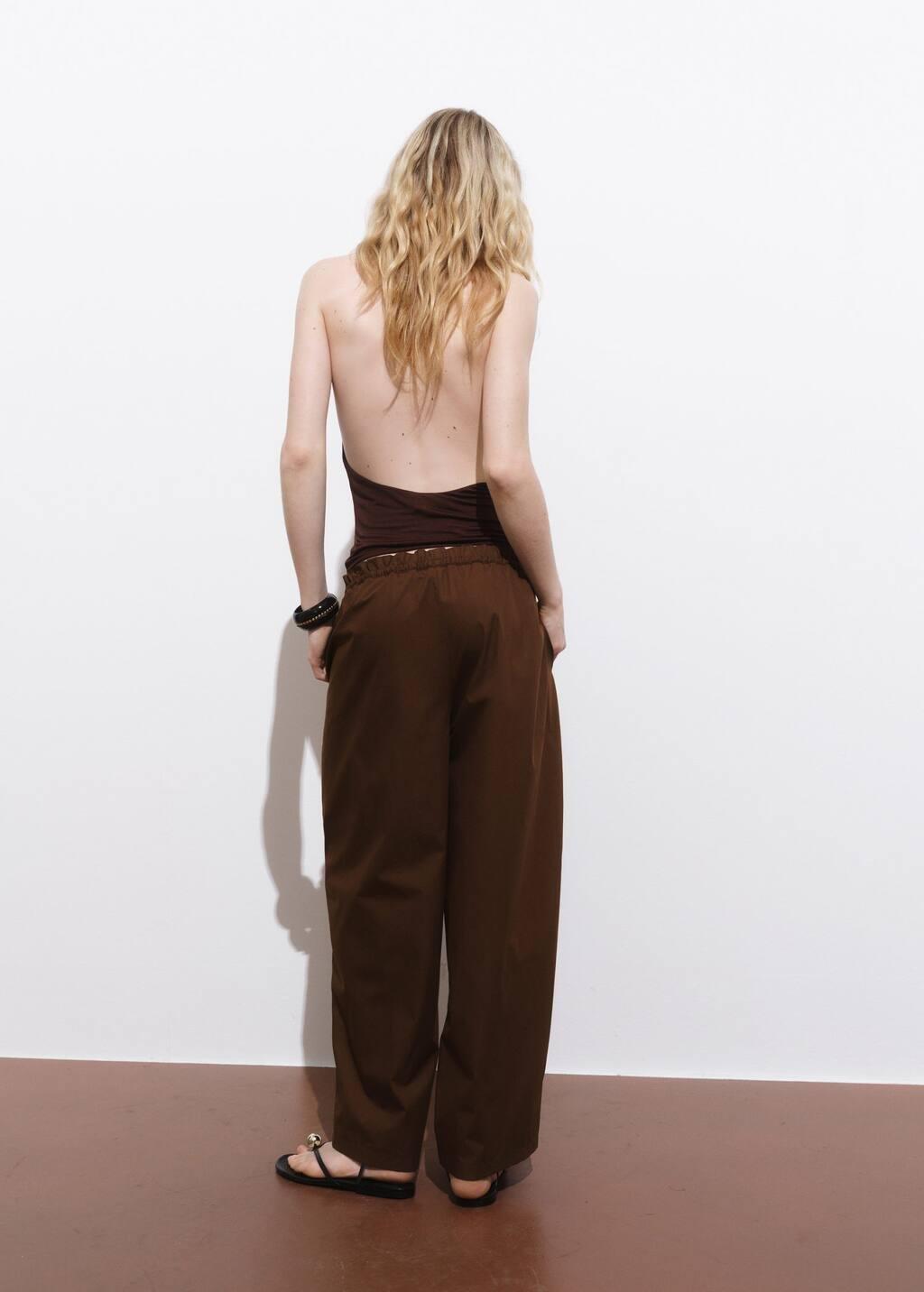 Brown Paper Bag Cotton Trousers, , large image number 4