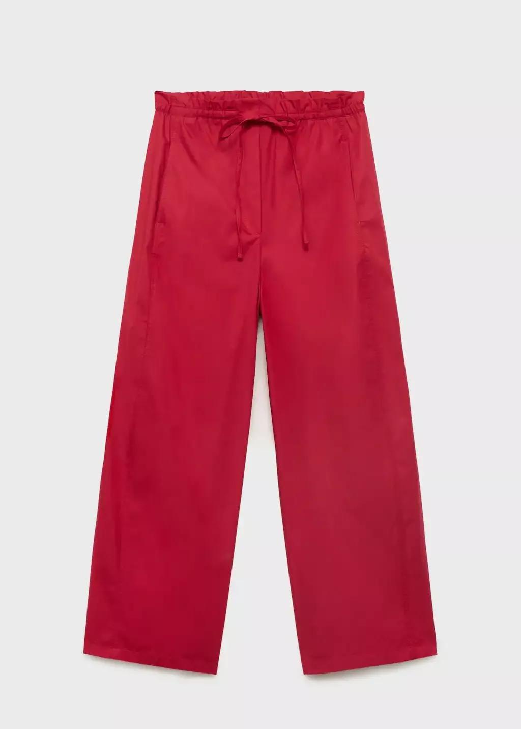 Red Paper Bag Cotton Trousers, , large image number 0