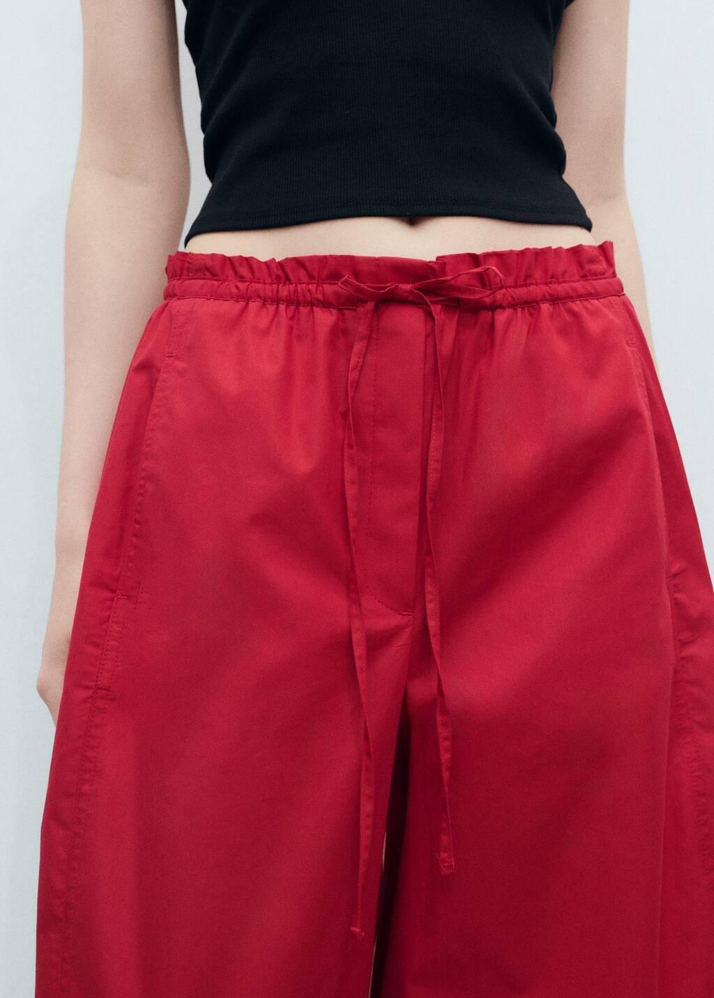 Red Paper Bag Cotton Trousers, , large image number 5