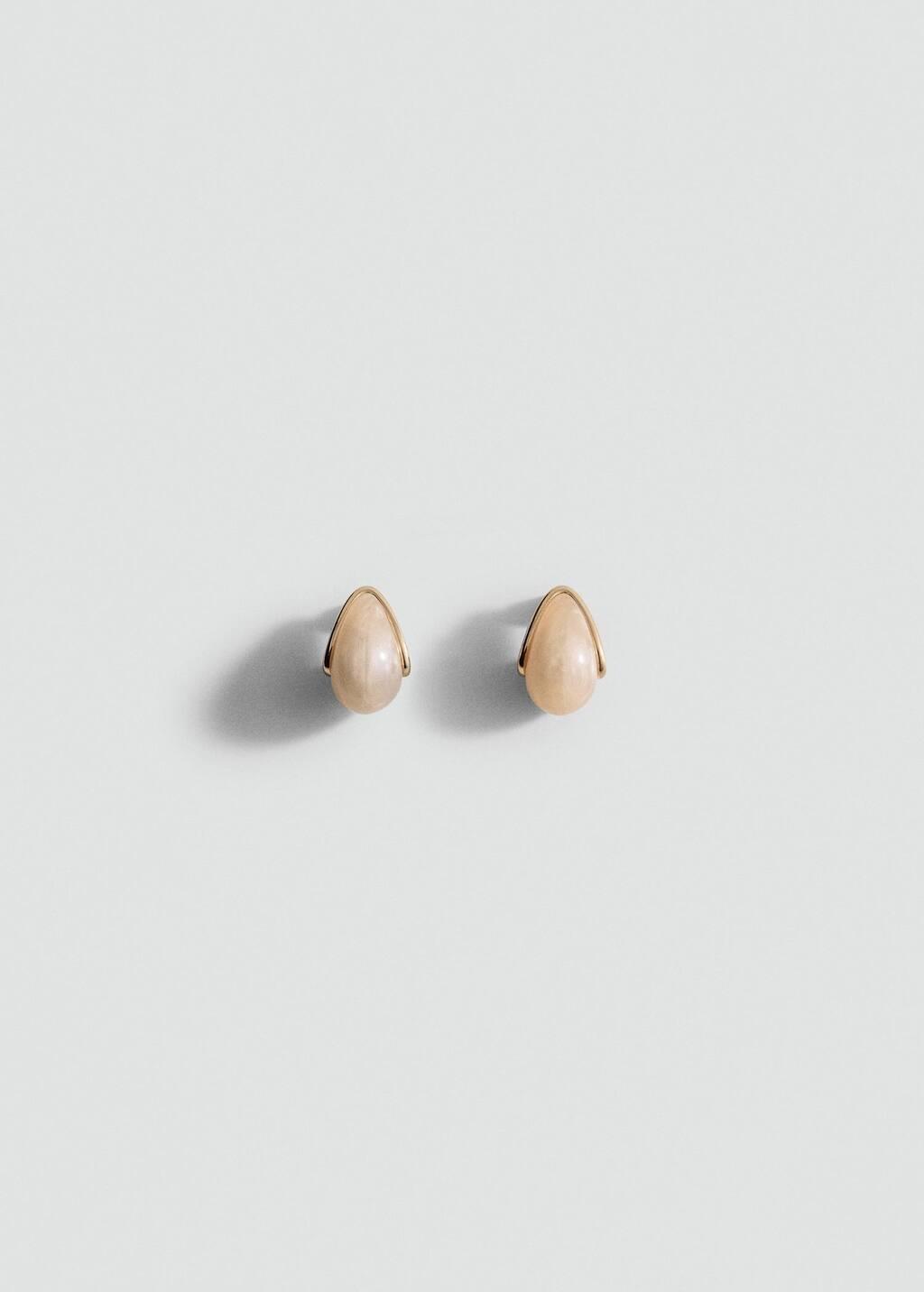 Beige Resin Drop Earrings, Light Beige, large image number 1