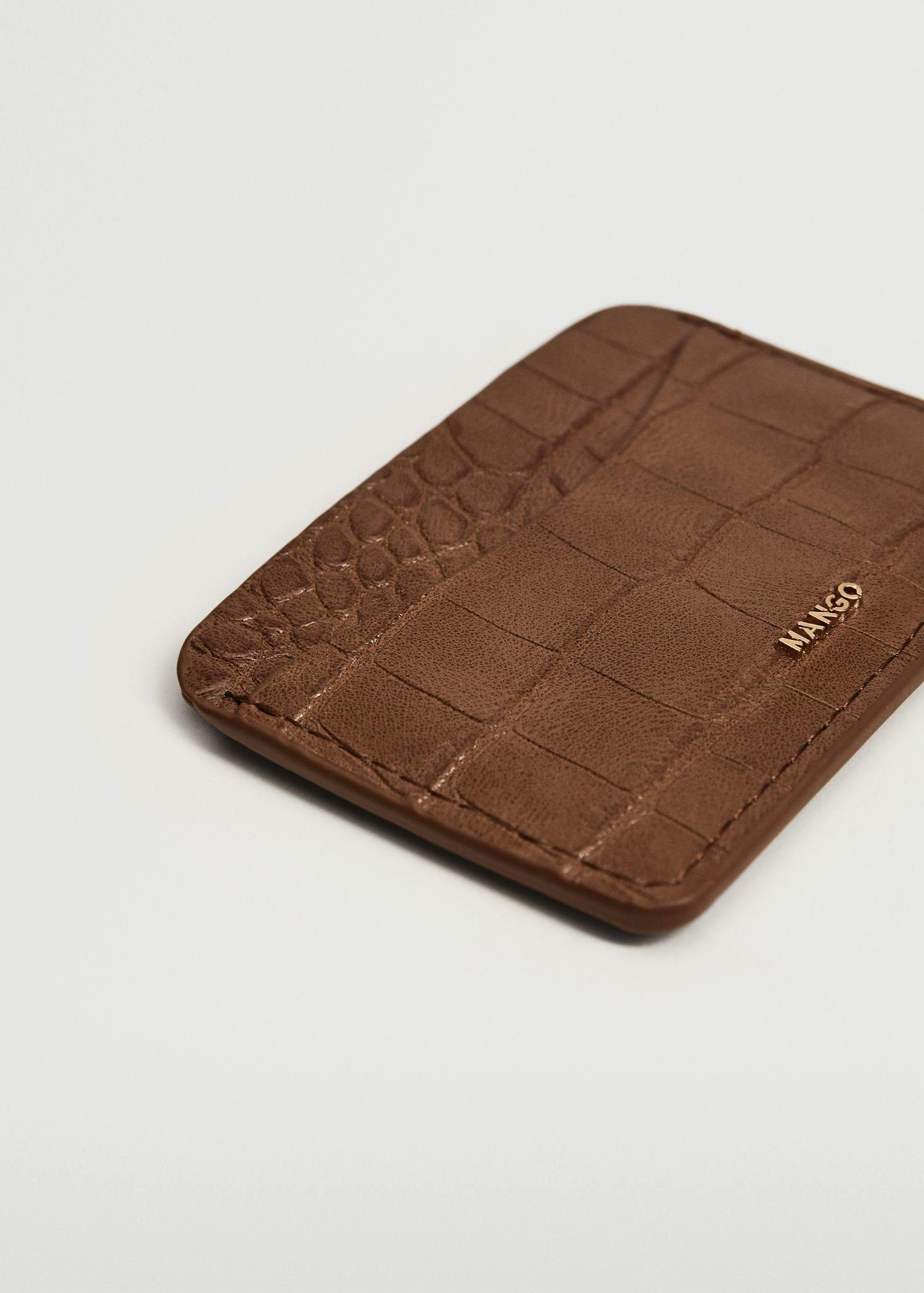 Medium Brown Croc-Effect Card Holder, Women, , large image number 1