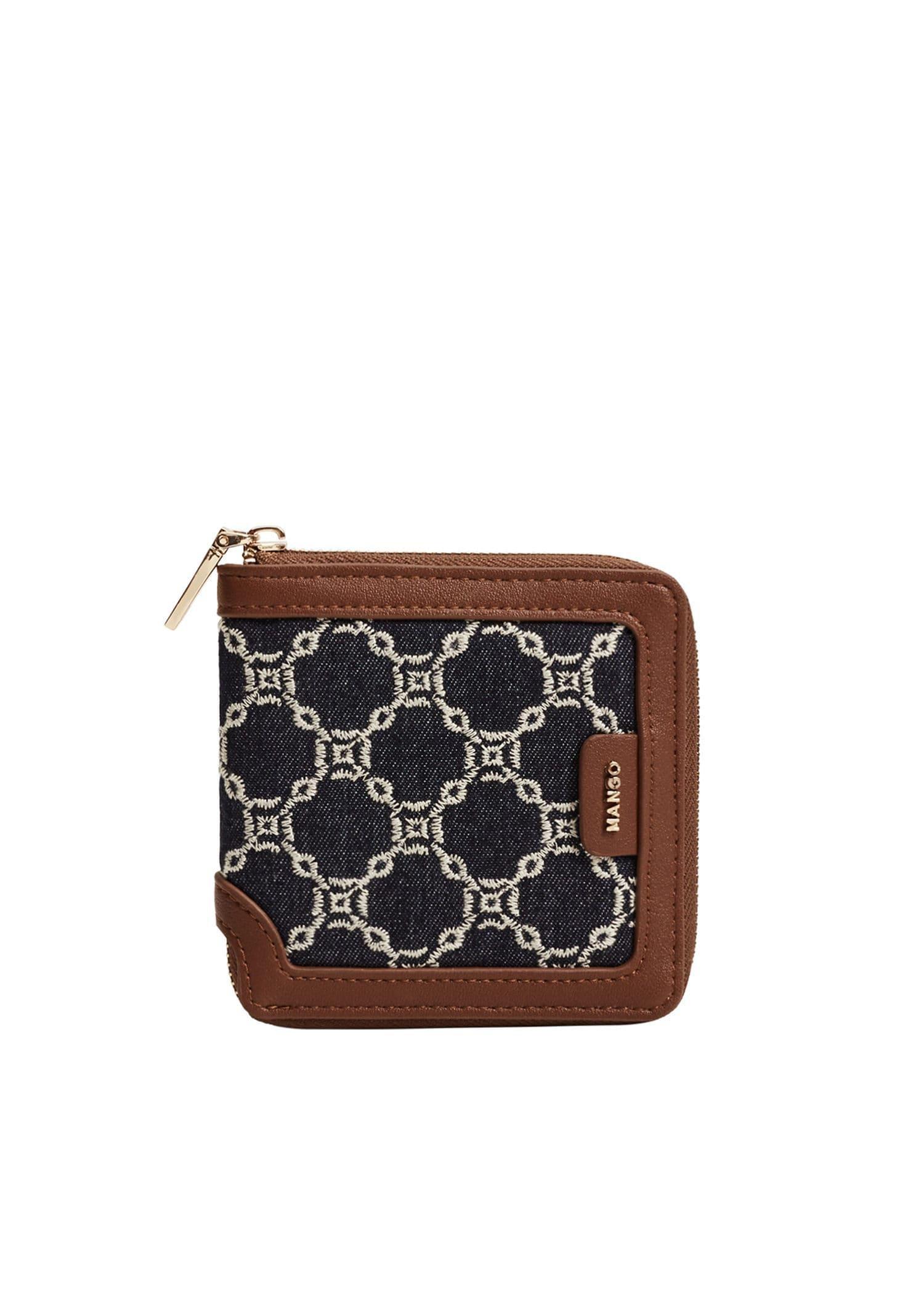 Navy Embroidered Chains Wallet, Women, , large image number 0