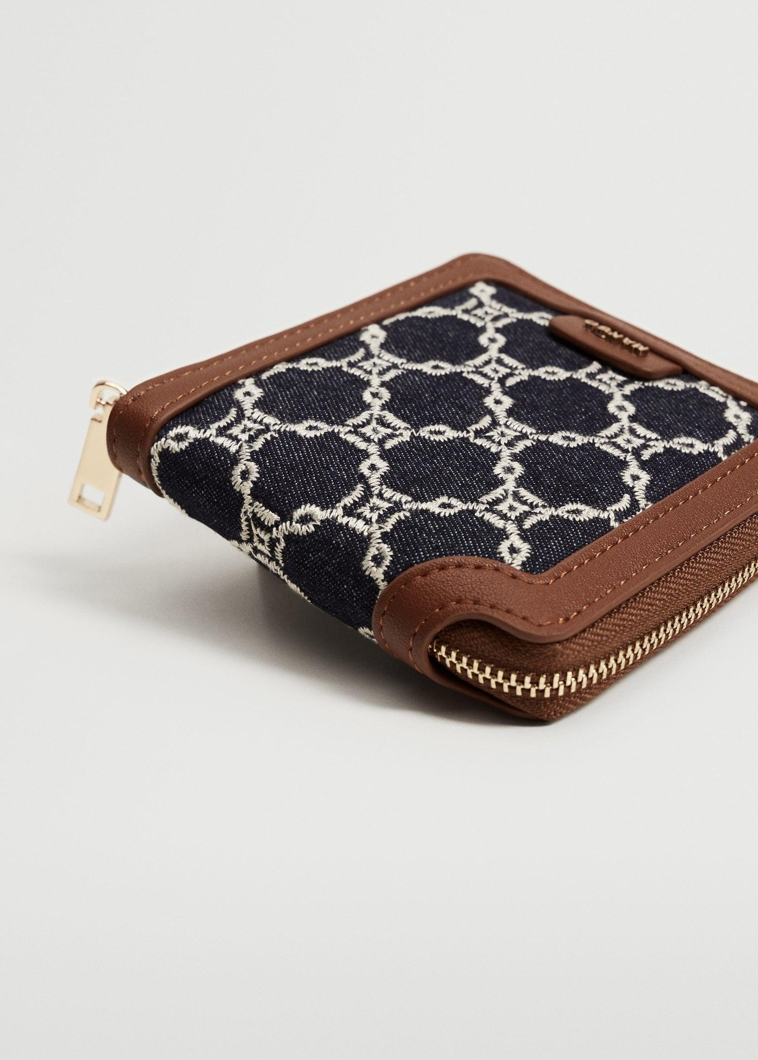 Navy Embroidered Chains Wallet, Women, , large image number 1