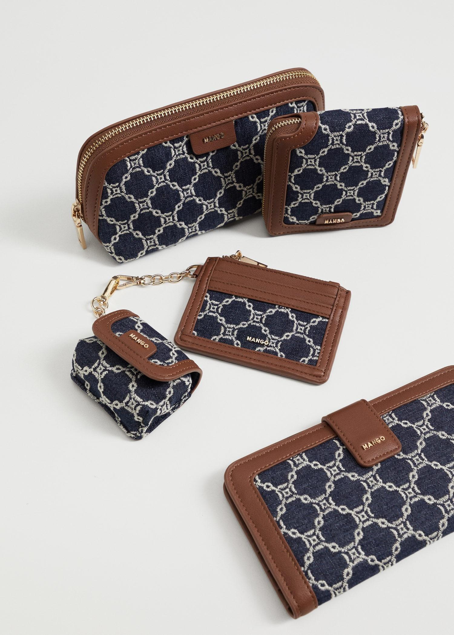 Navy Embroidered Chains Wallet, Women, , large image number 4