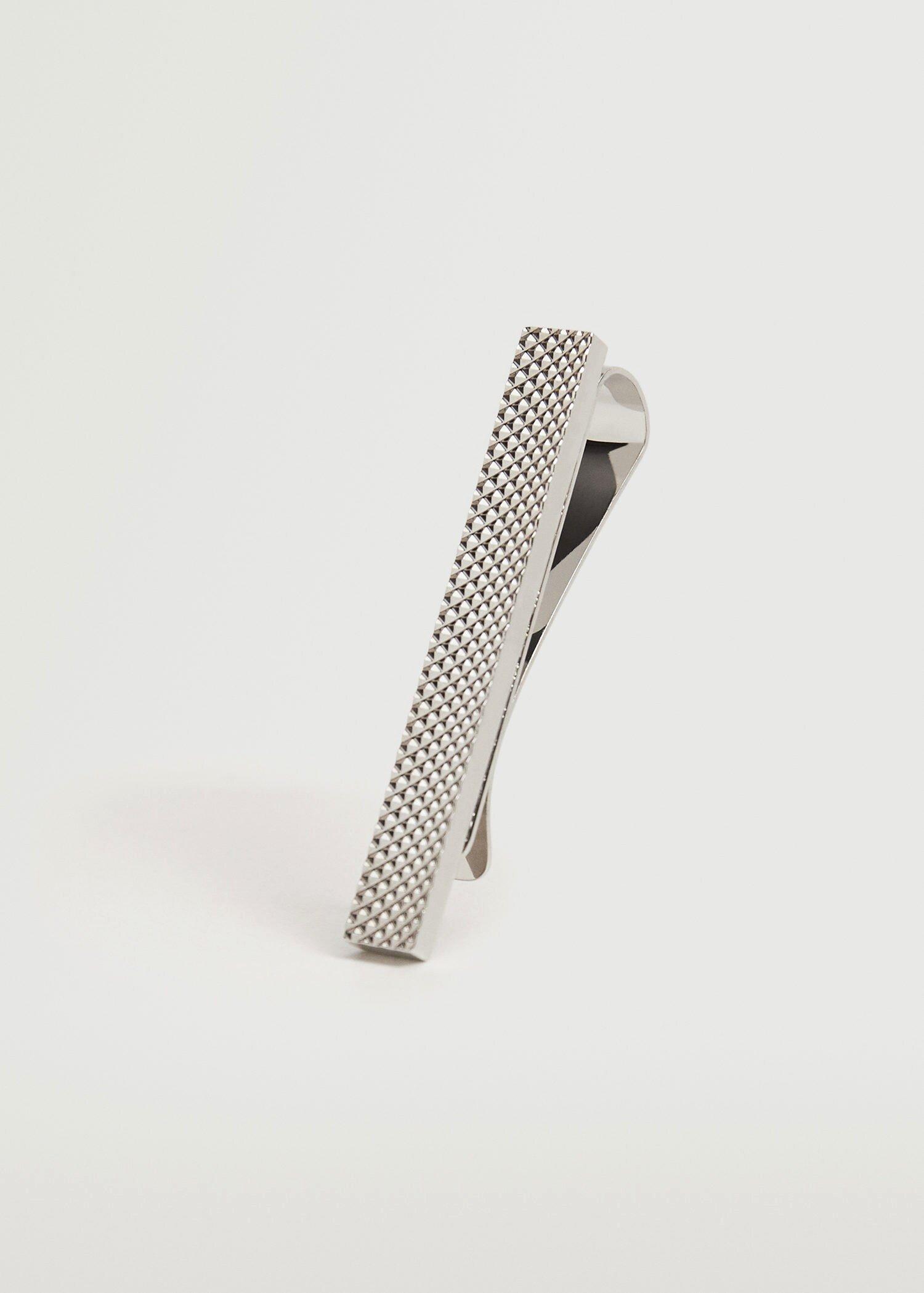 Silver Metal Tie Brooch, Men, , large image number 0