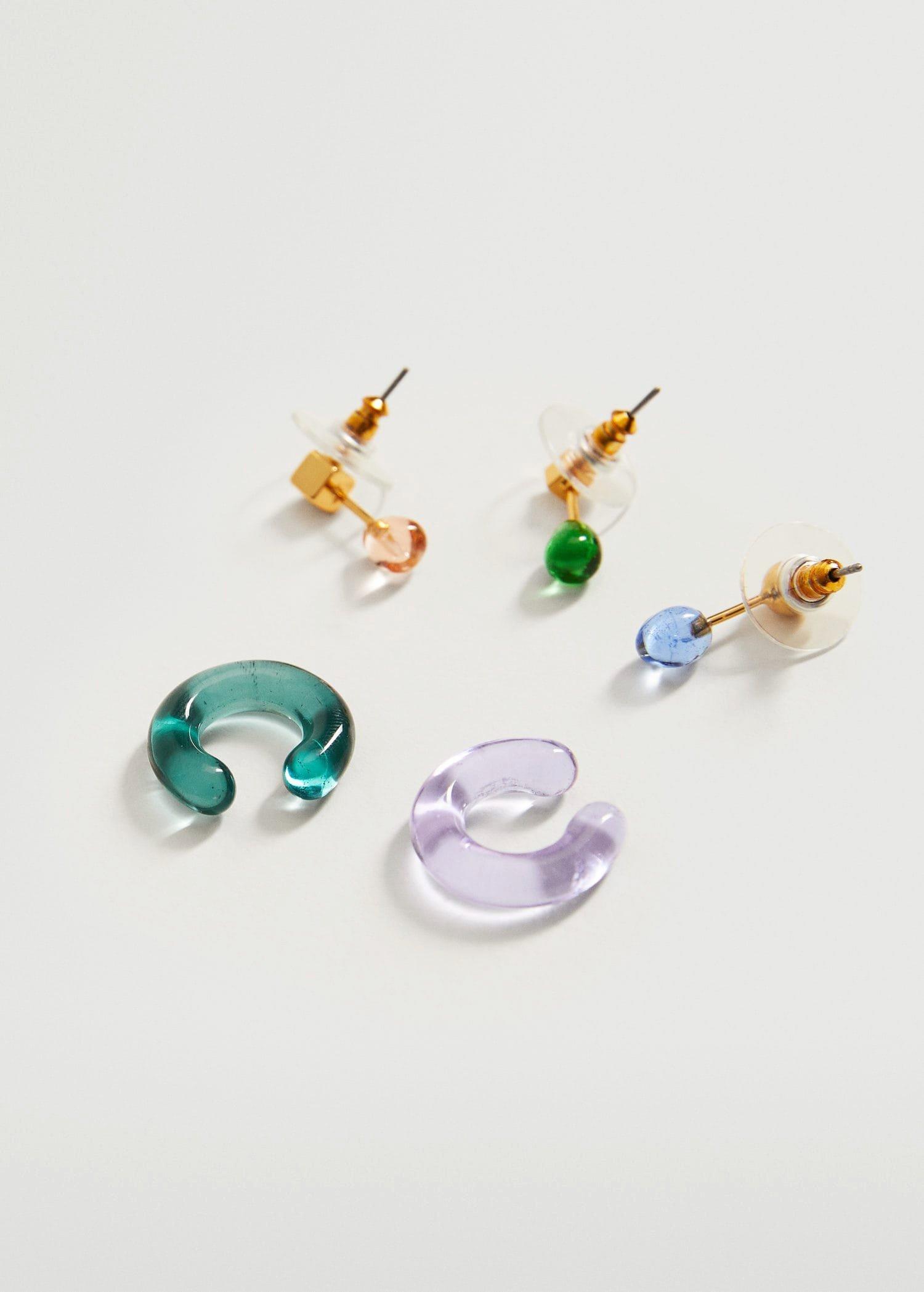 Gold Crystal Pack Earrings, Women, , large image number 0