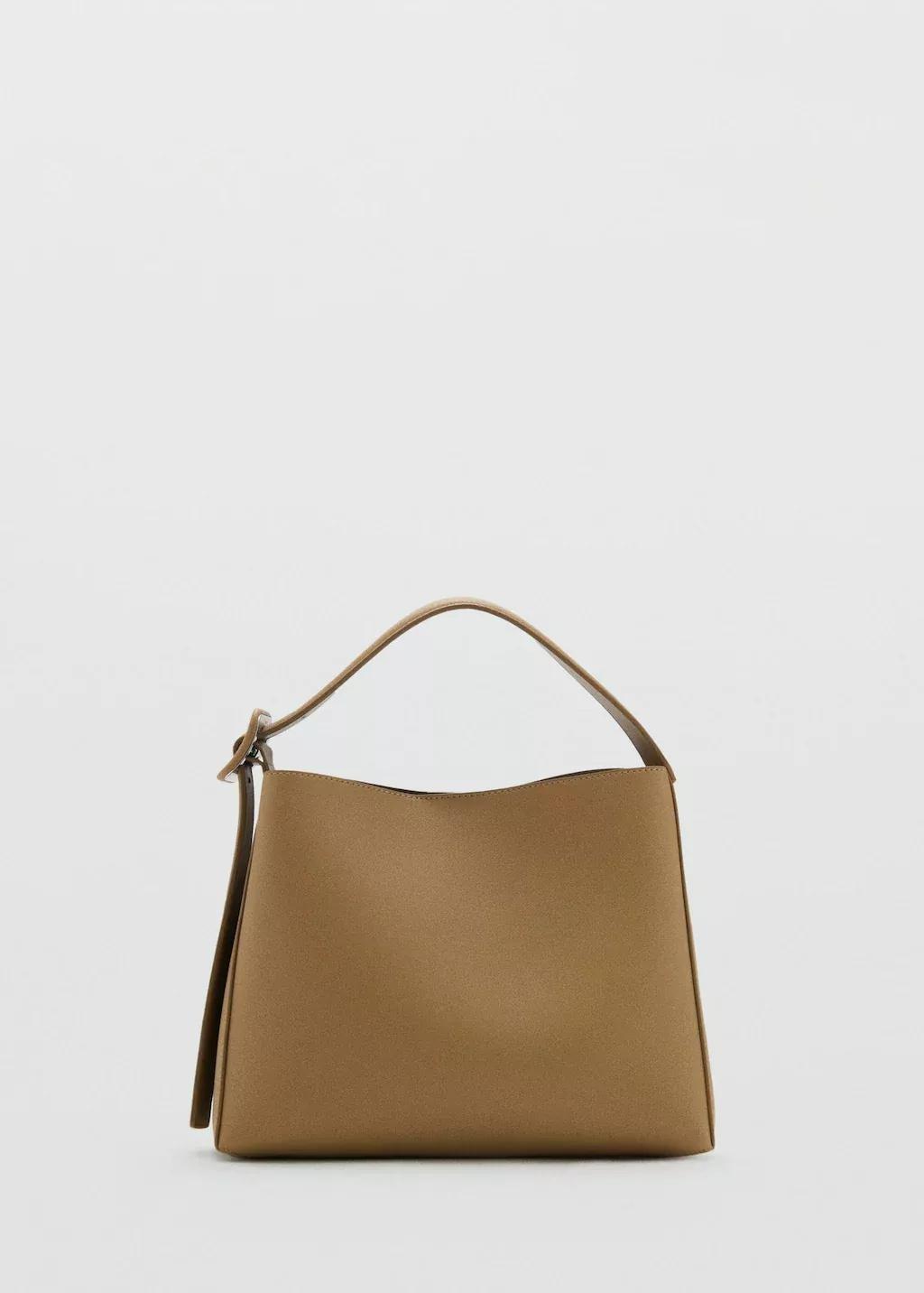 Khaki Mini Shopper Bag With Buckle, 0201_37, large image number 3