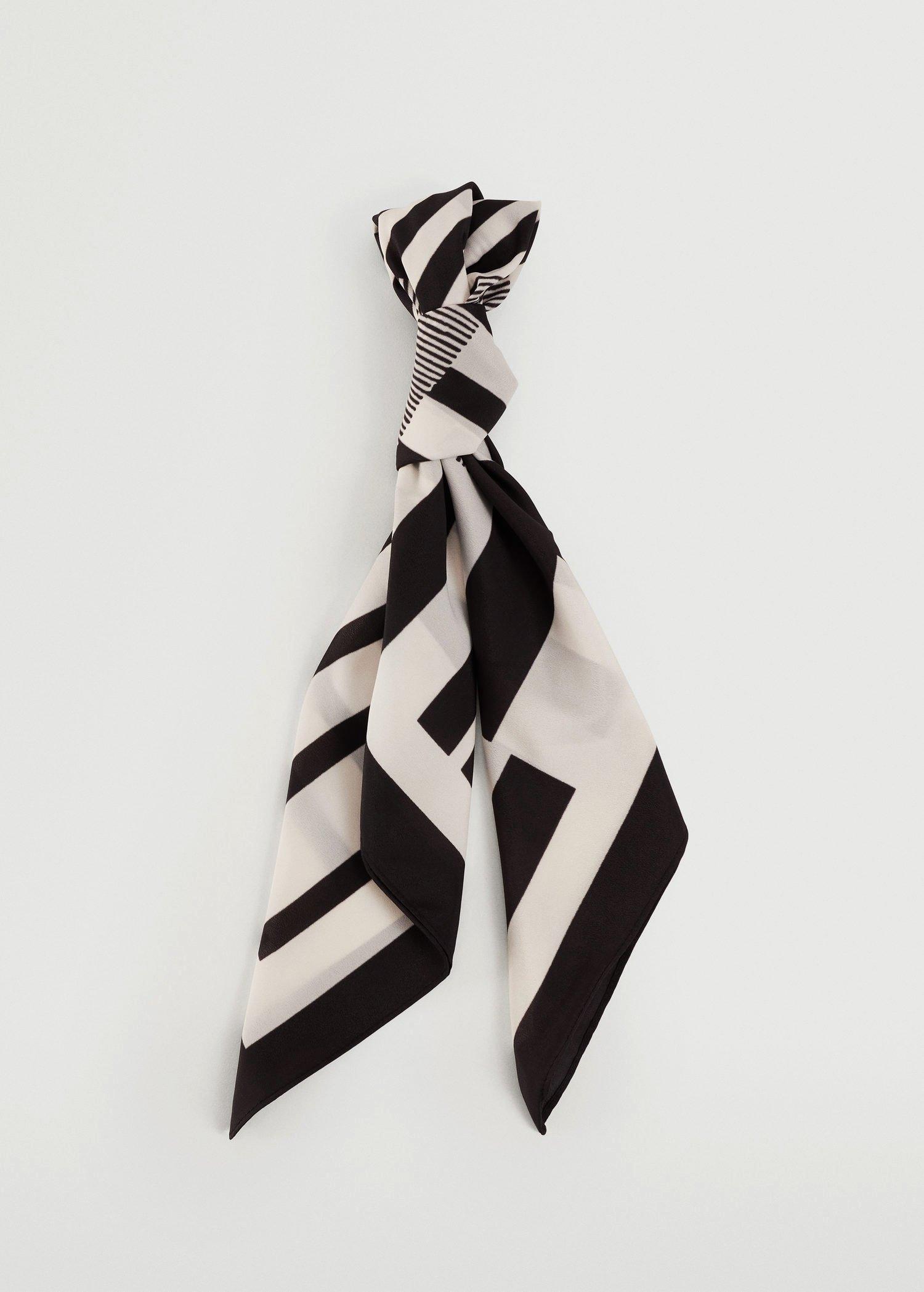 Black Geometric Printed Foulard, Women, , large image number 0