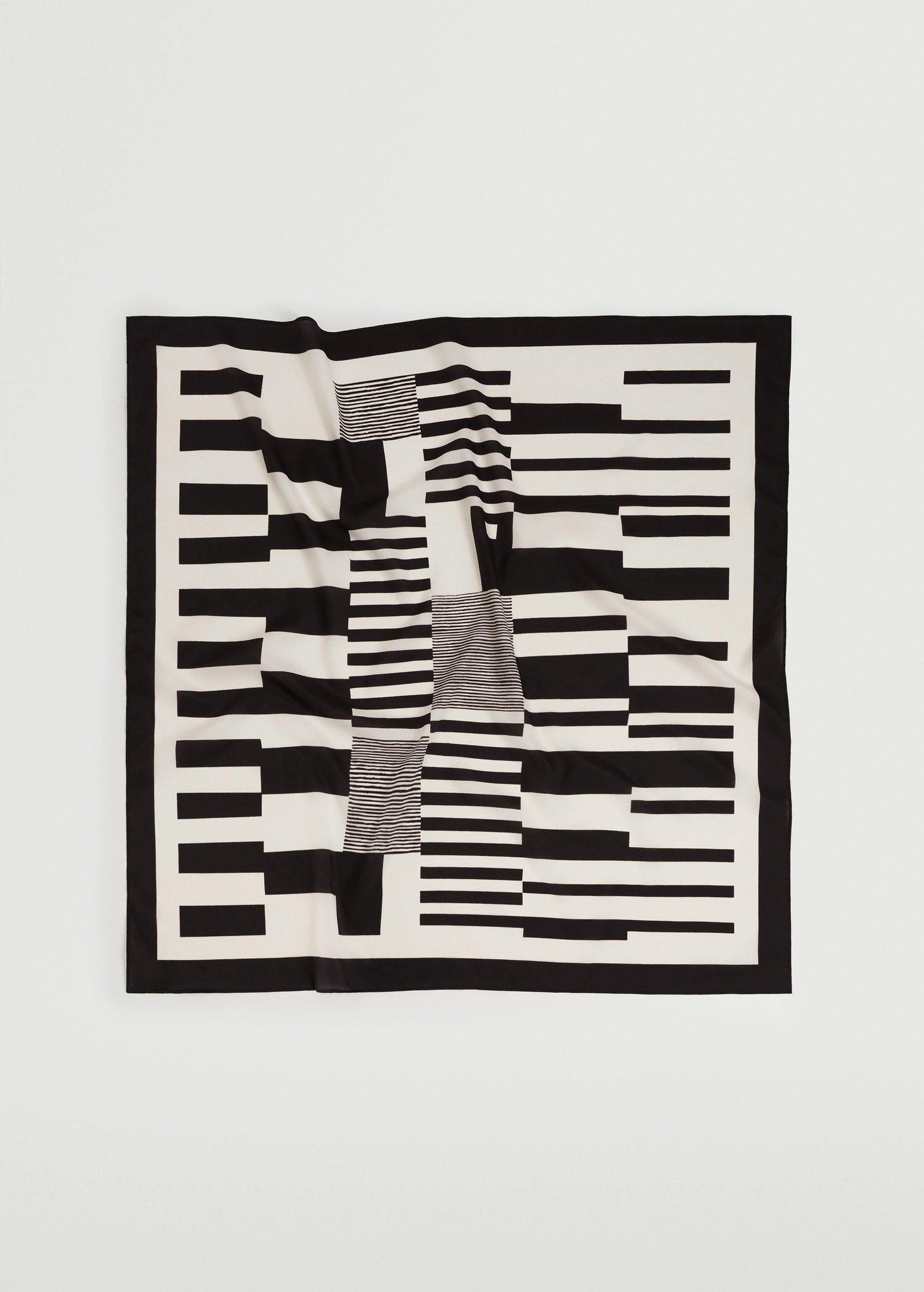 Black Geometric Printed Foulard, Women, , large image number 1