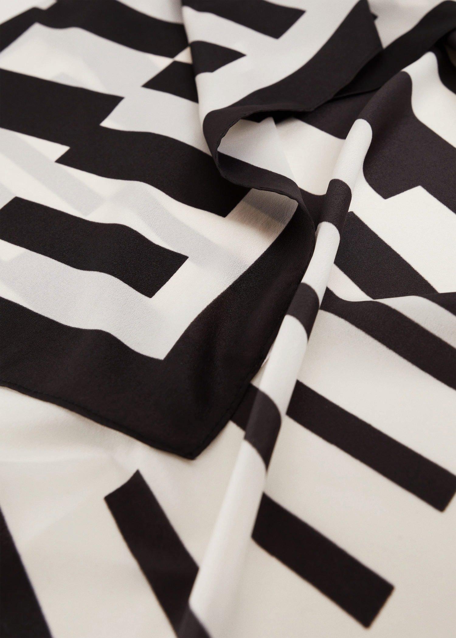 Black Geometric Printed Foulard, Women, , large image number 3