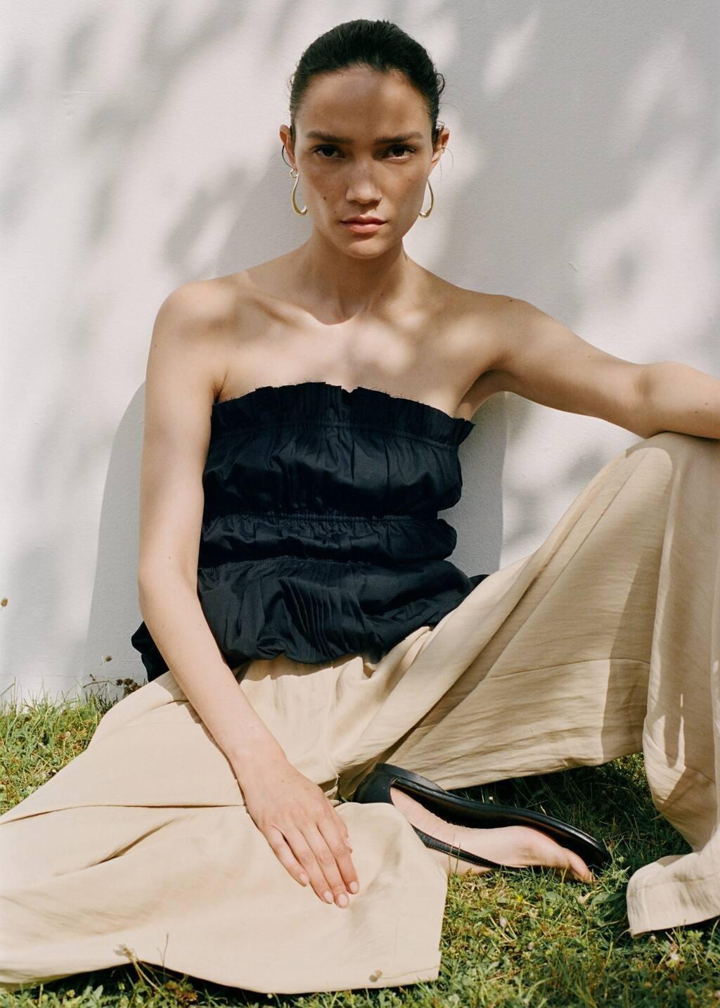 Beige Straight Mid-Rise Suit Trousers, Light Beige, large image number 5