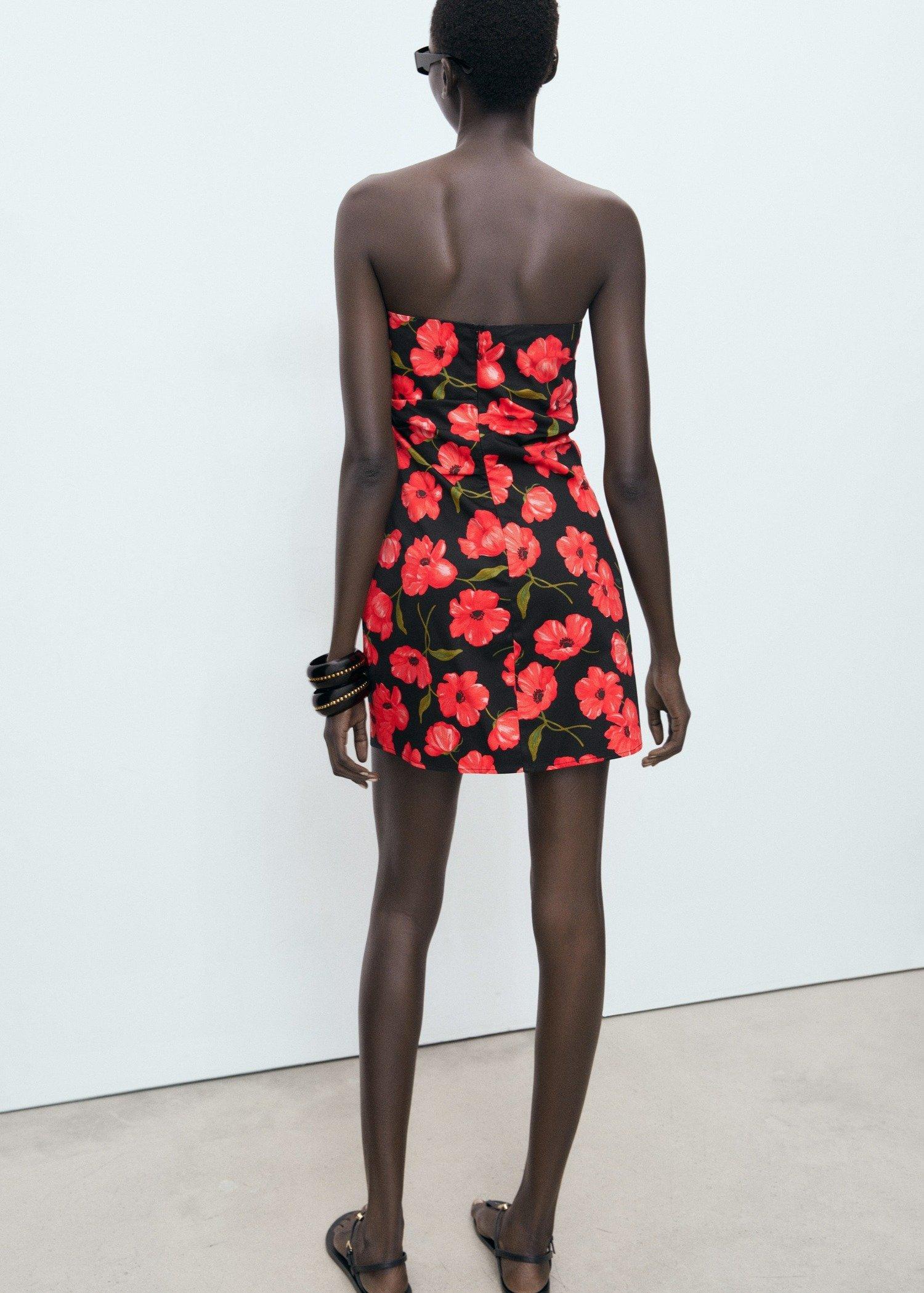 Black Strapless Floral Dress, , large image number 4