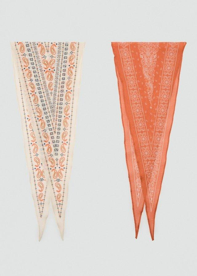 Beige Printed Handkerchiefs, Set Of 2, Light Beige, large image number 2