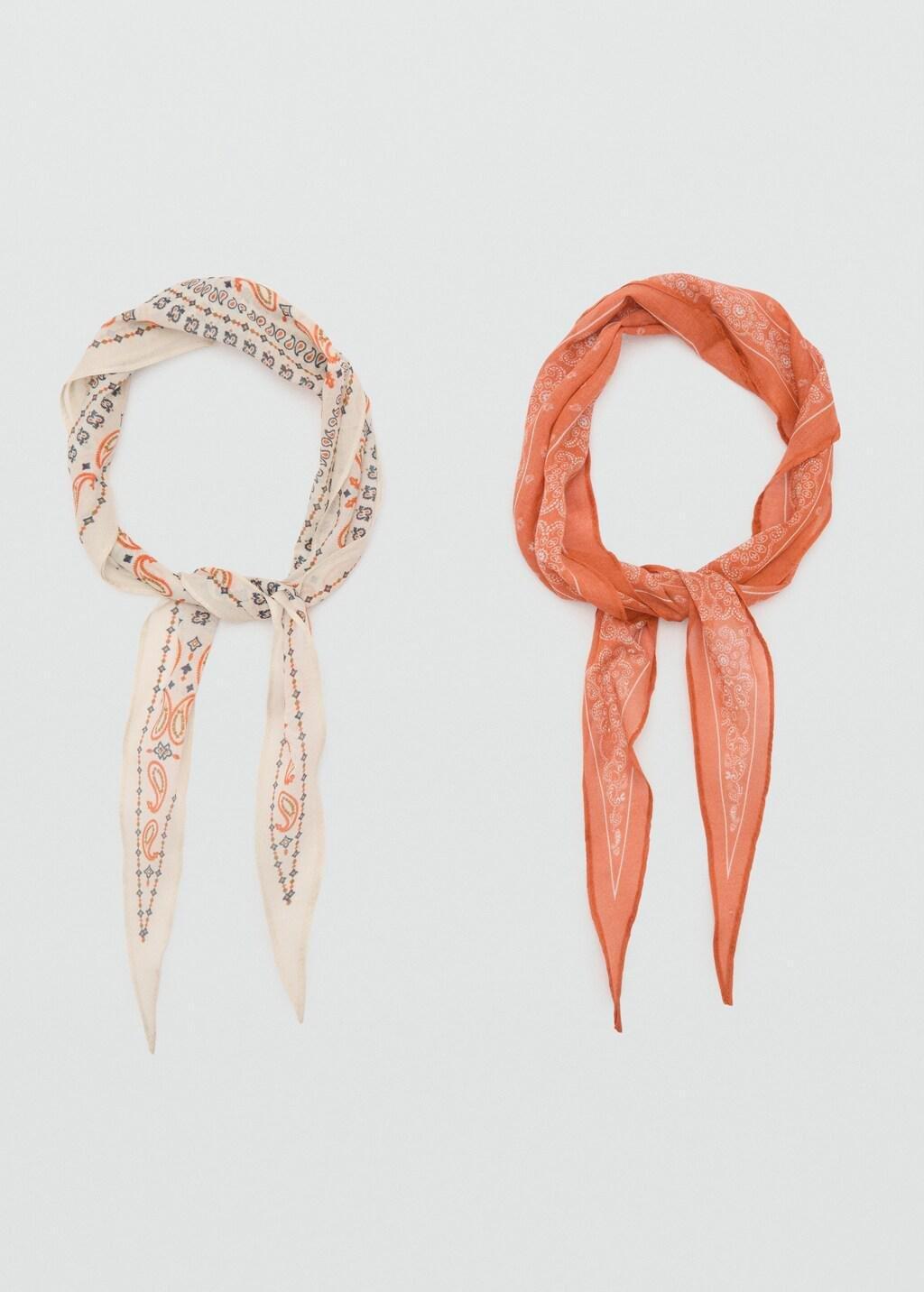 Beige Printed Handkerchiefs, Set Of 2, Light Beige, large image number 5