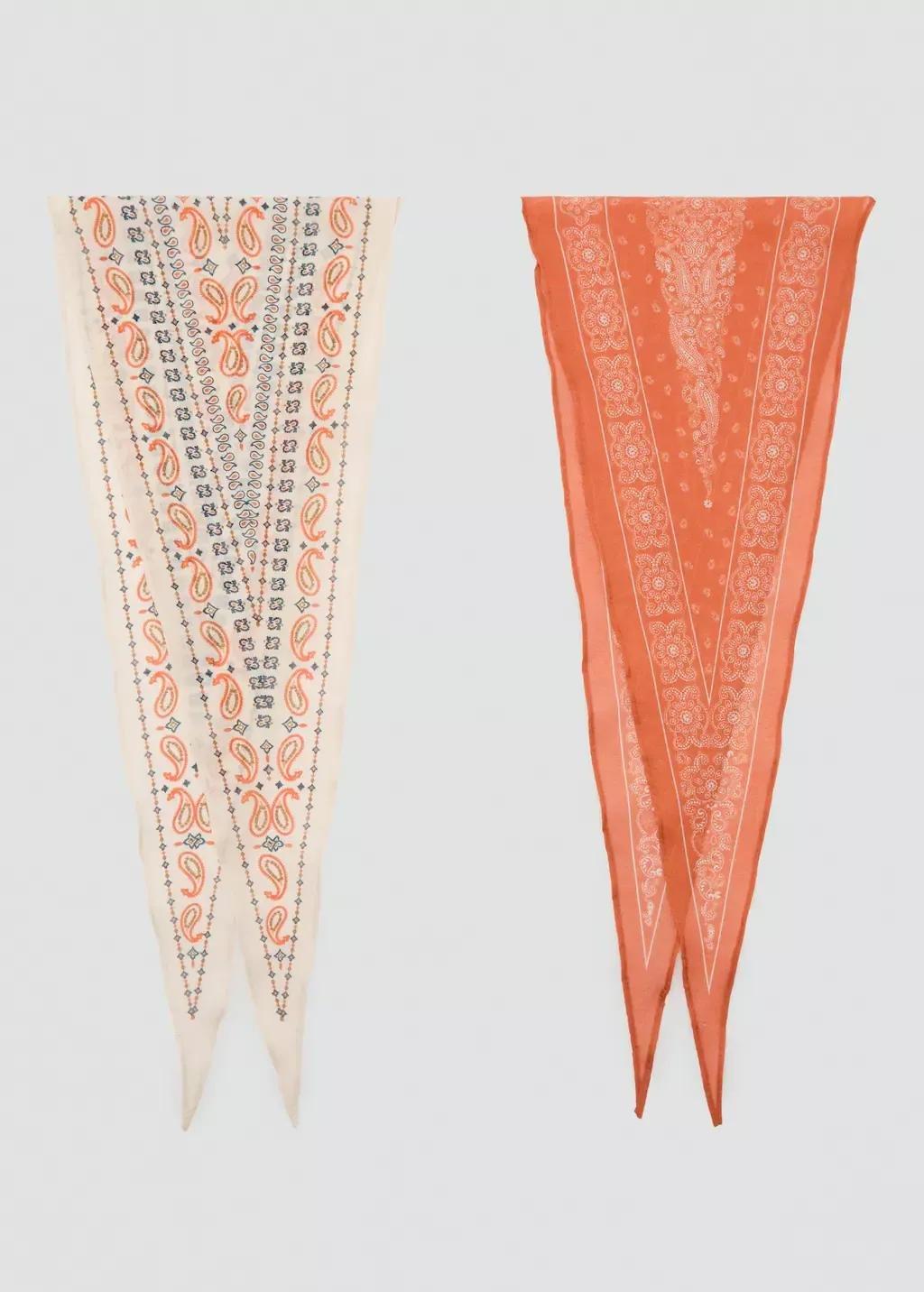 Beige Printed Handkerchiefs, Set Of 2, Light Beige, large image number 7