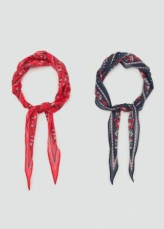 Red Printed Handkerchiefs, Set Of 3, Red, large image number 0