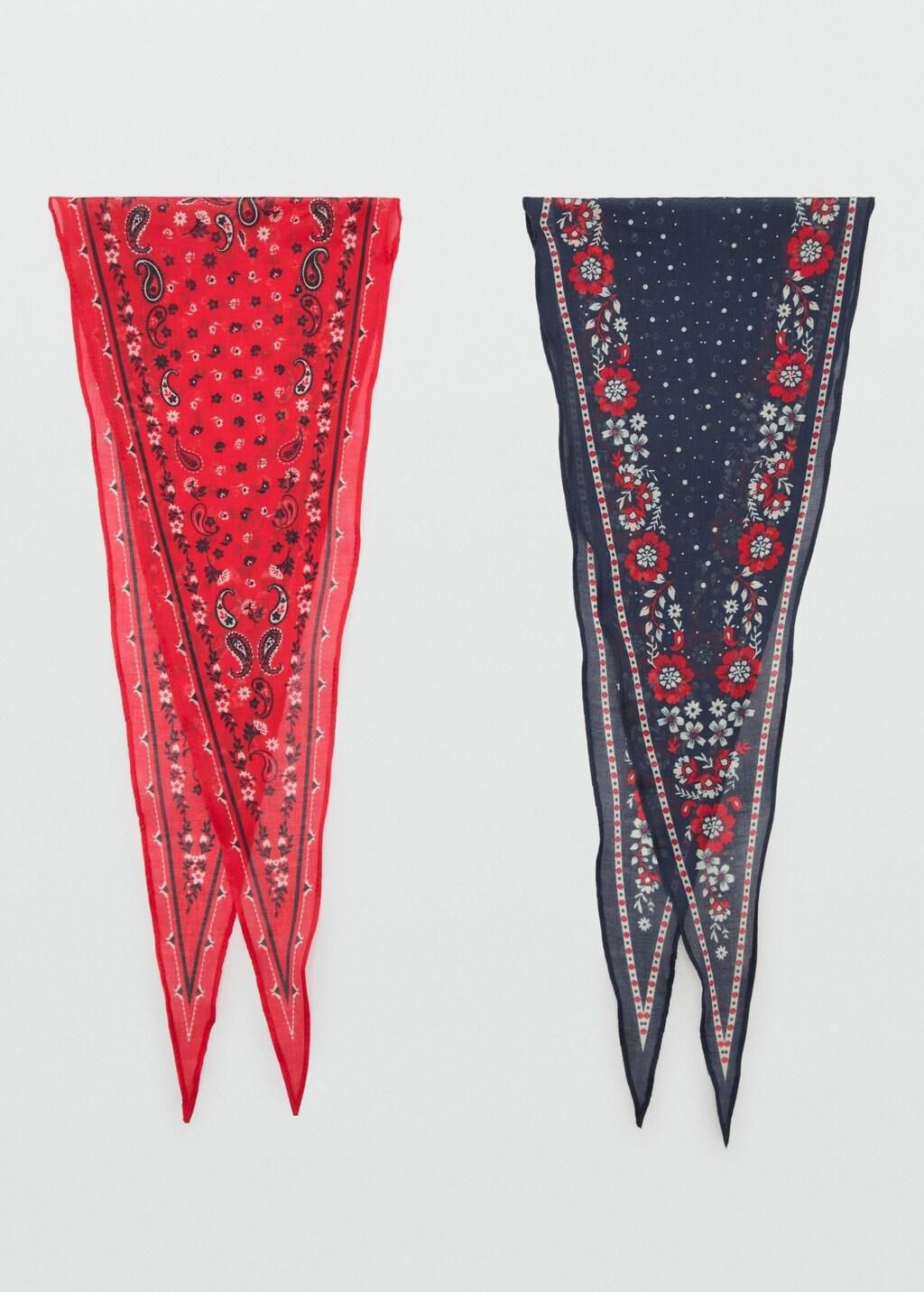 Red Printed Handkerchiefs, Set Of 3, Red, large image number 8