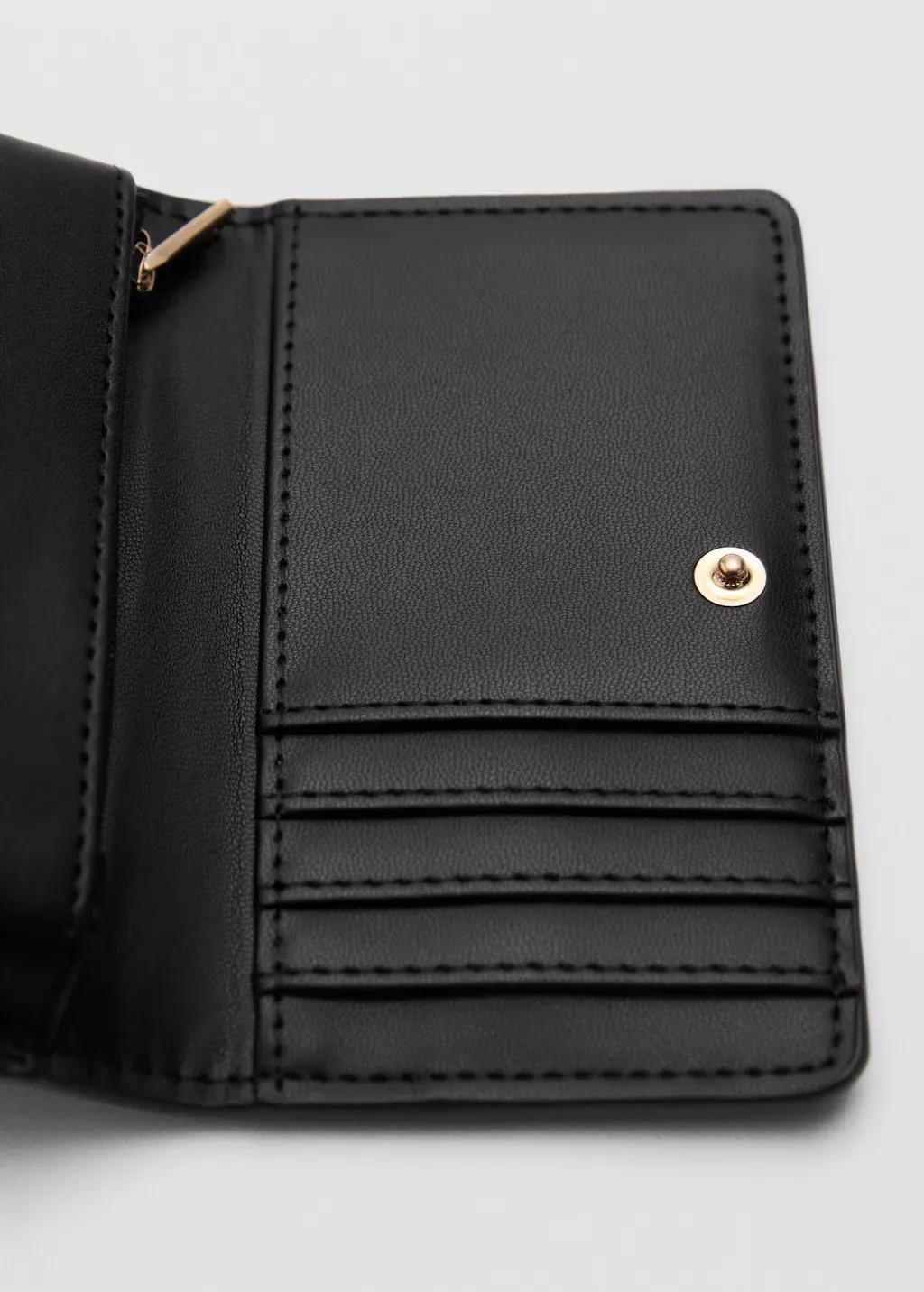 Black Coco Leather Effect Wallet, Black, large image number 3