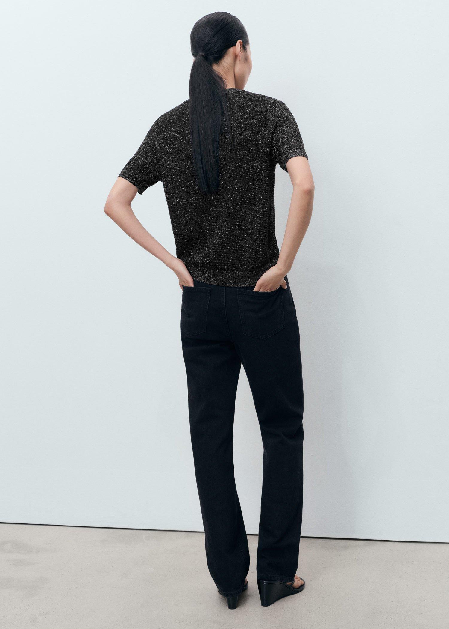 Black Short-Sleeved Lurex Sweater, , large image number 4