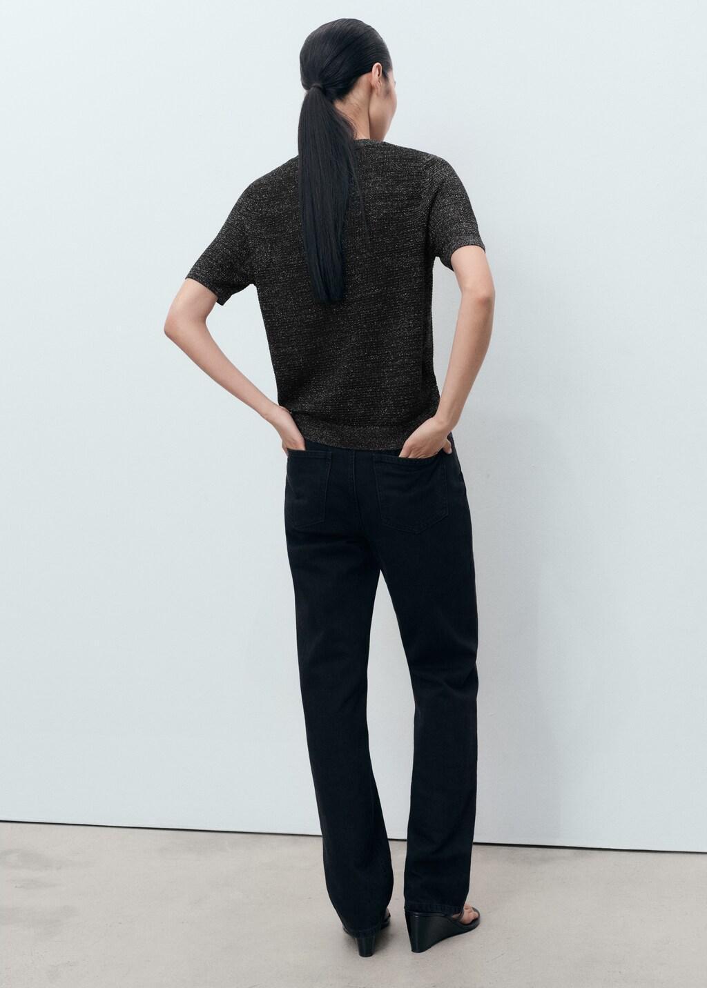 Black Short-Sleeved Lurex Sweater, , large image number 5