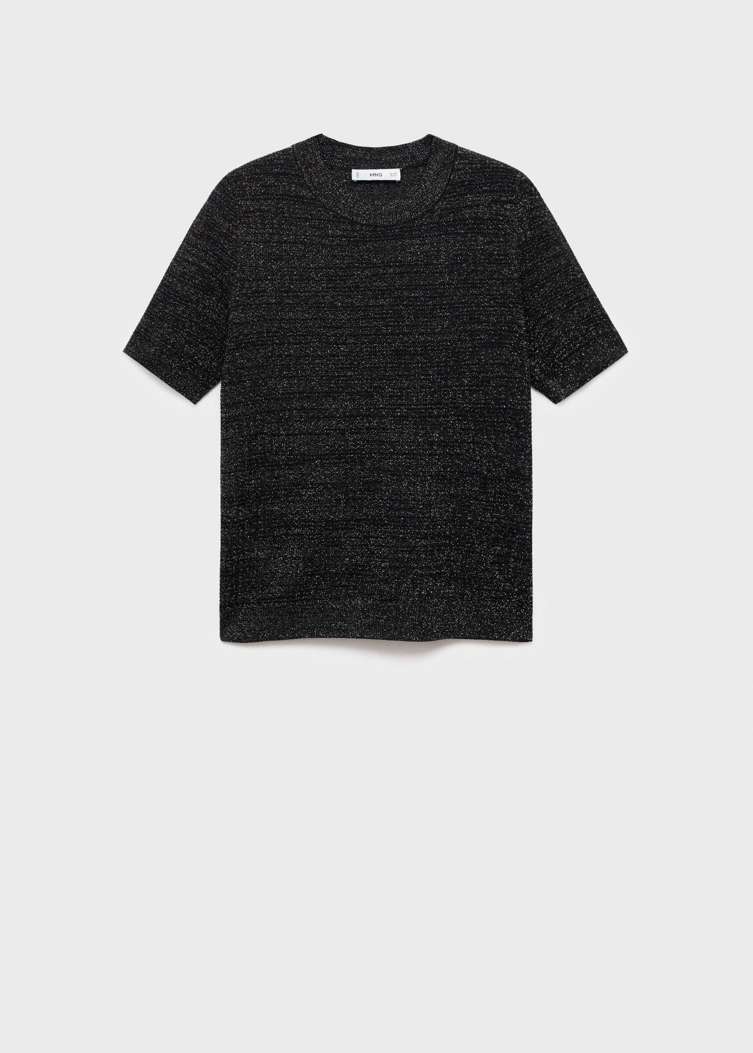Black Short-Sleeved Lurex Sweater, , large image number 6