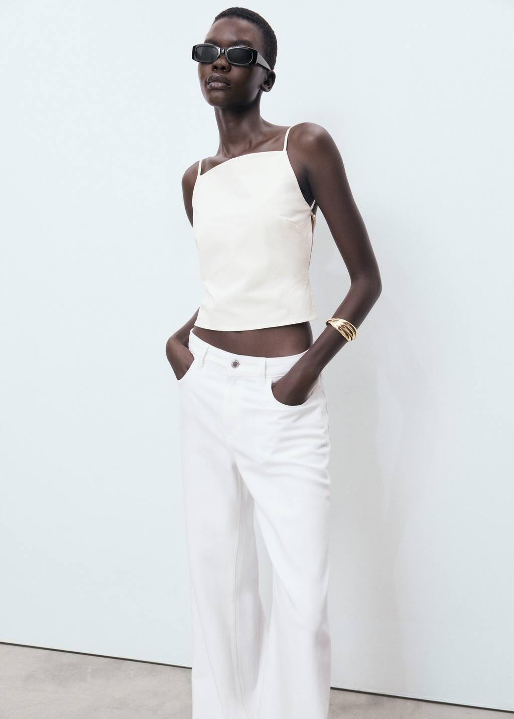 White Low Waist Wide leg Jeans, , large image number 2