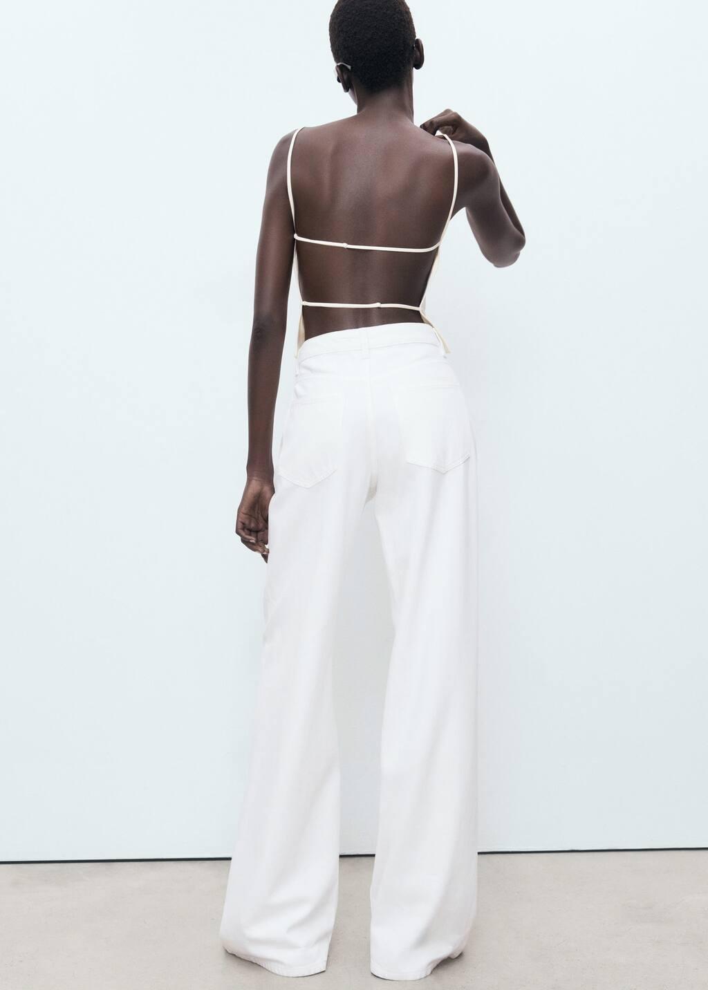 White Low Waist Wide leg Jeans, , large image number 6