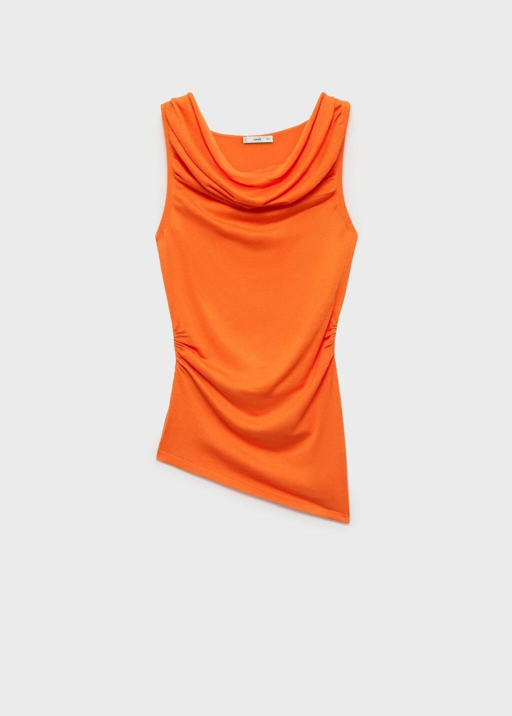 Orange Draped Knitted Top, 0201_20, large image number 0