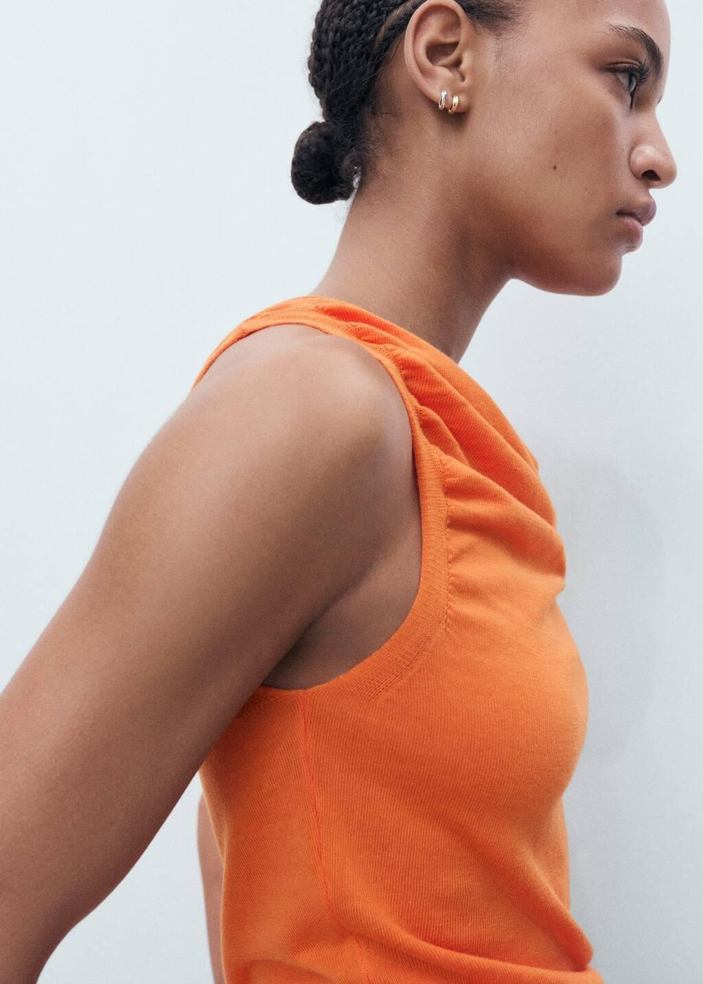 Orange Draped Knitted Top, 0201_20, large image number 2