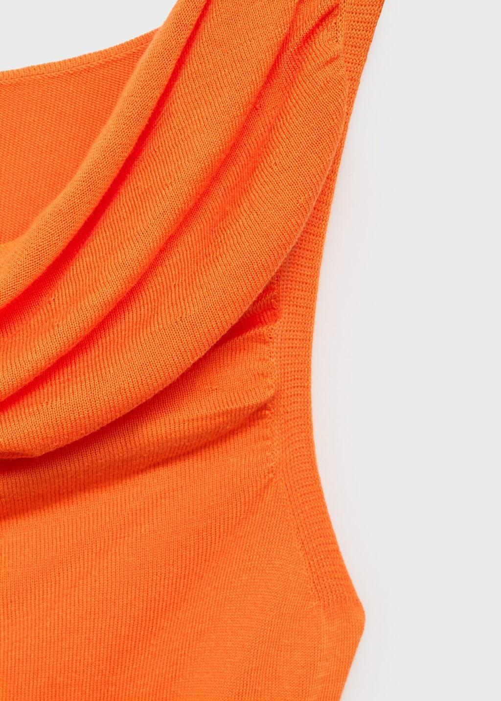 Orange Draped Knitted Top, Orange, large image number 3