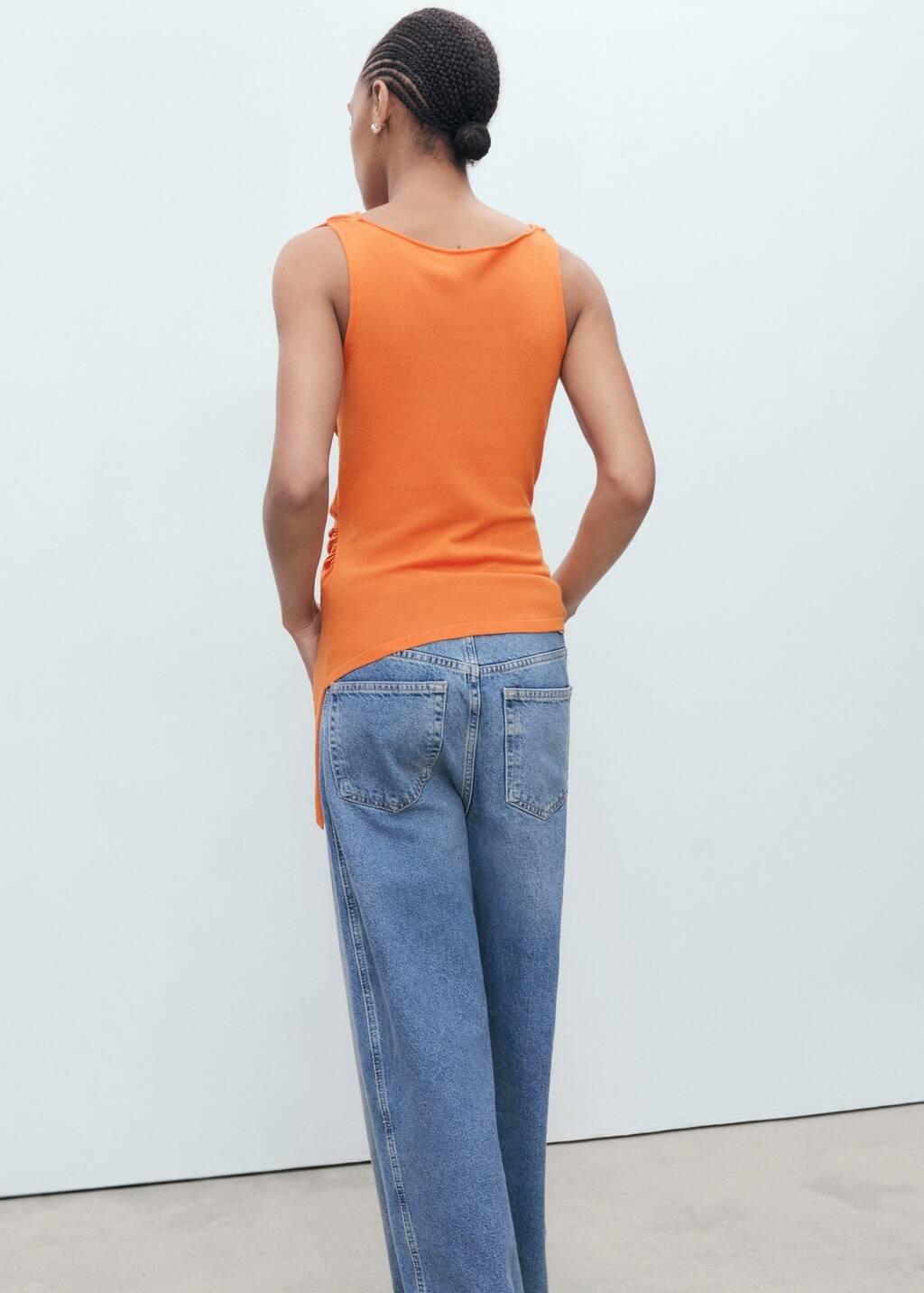 Orange Draped Knitted Top, 0201_20, large image number 4