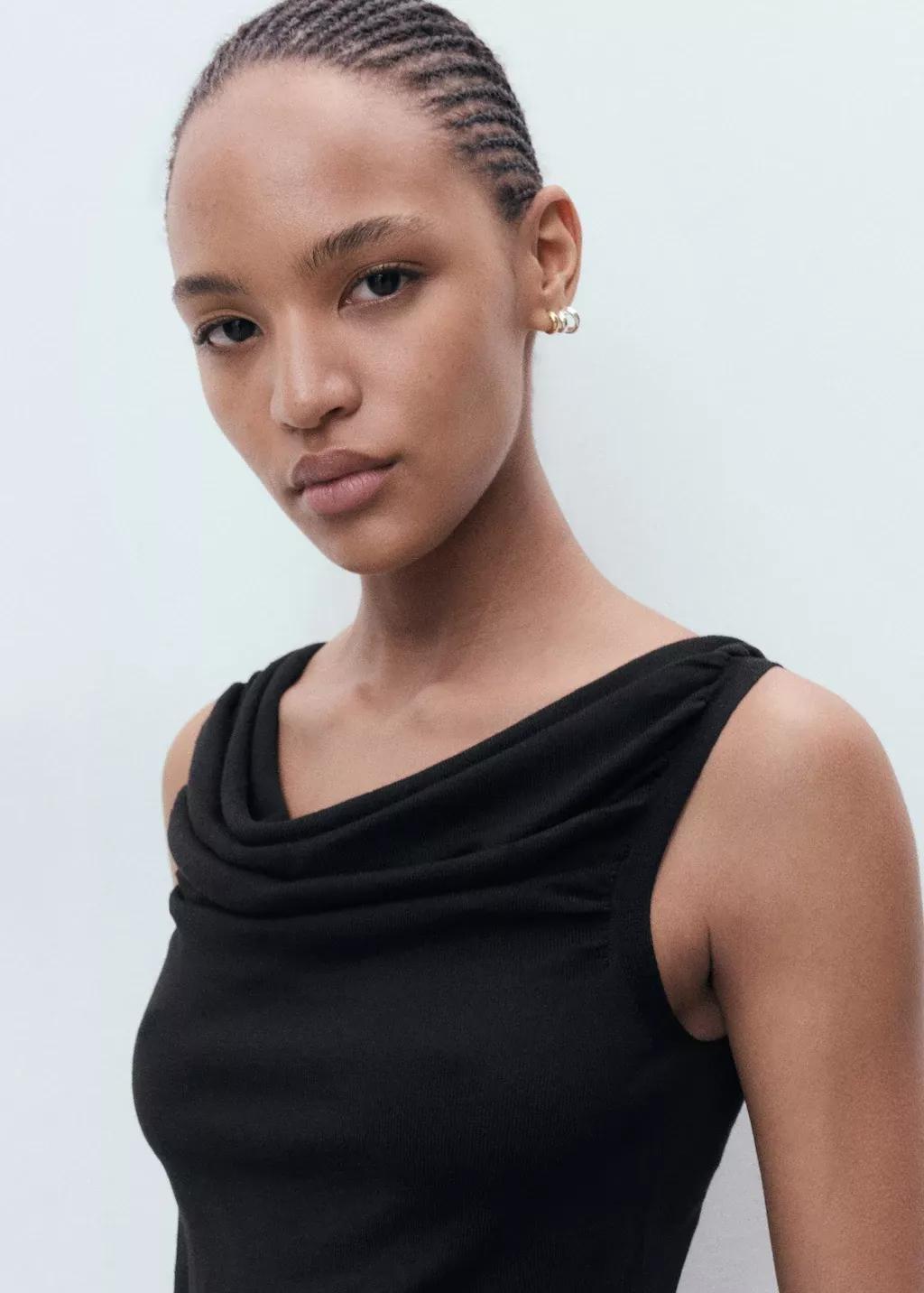 Black Draped Knitted Top, 0201_99, large image number 2