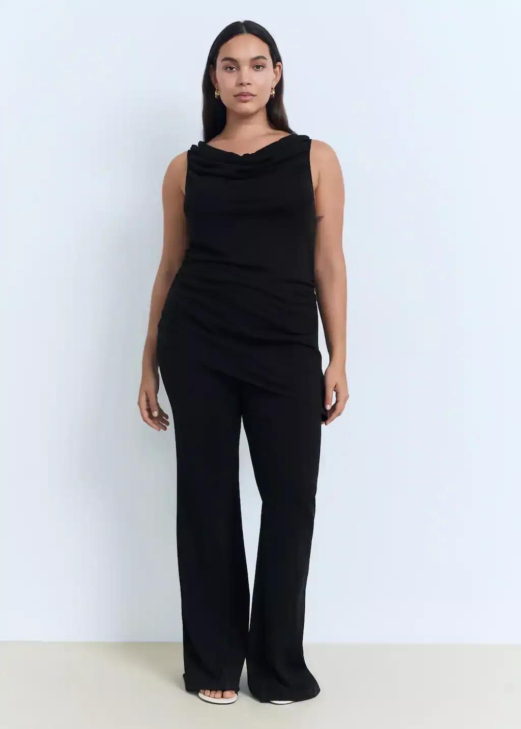 Black Draped Knitted Top, 0201_99, large image number 5