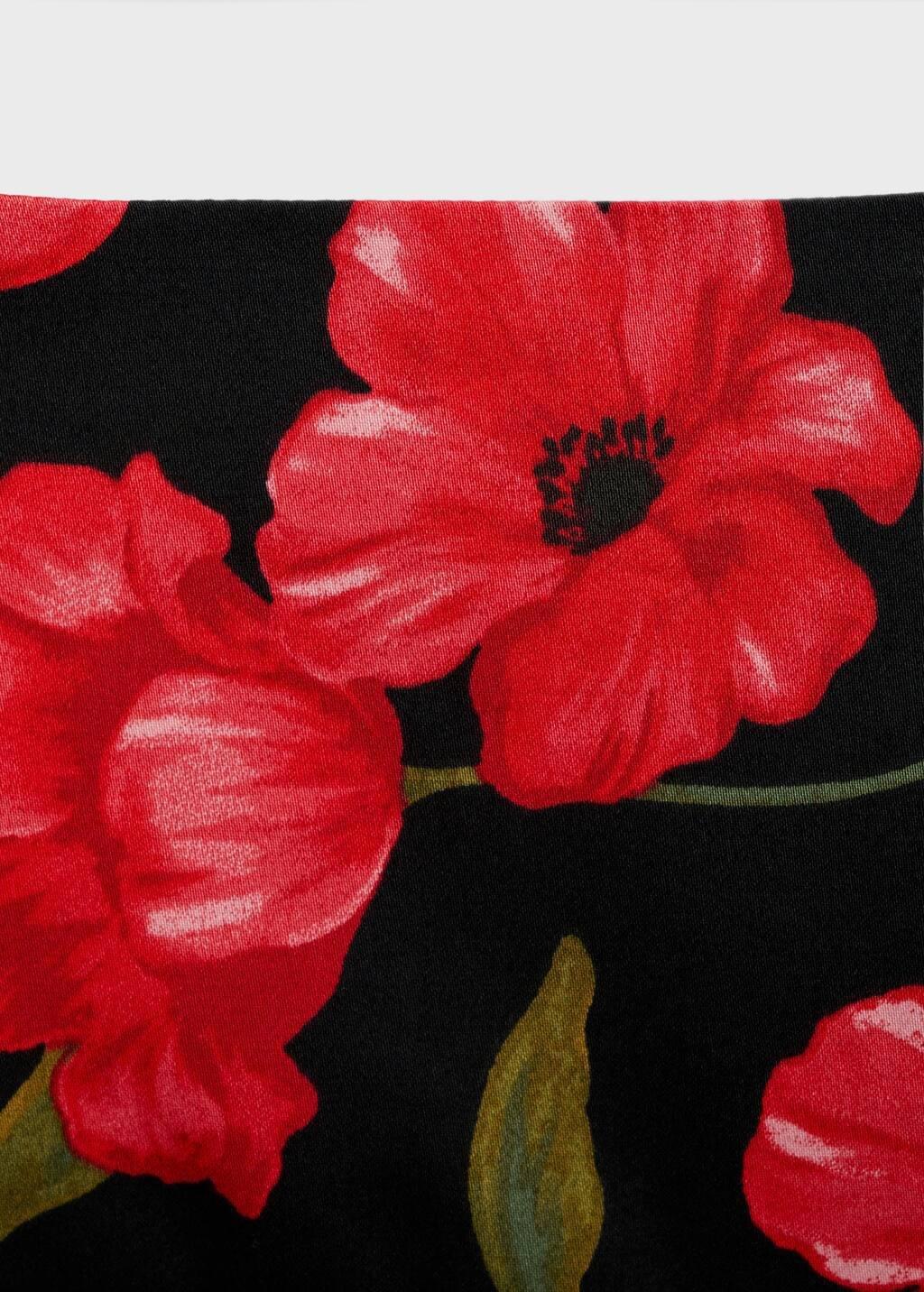 Black Floral-Print Flared Skirt, , large image number 1
