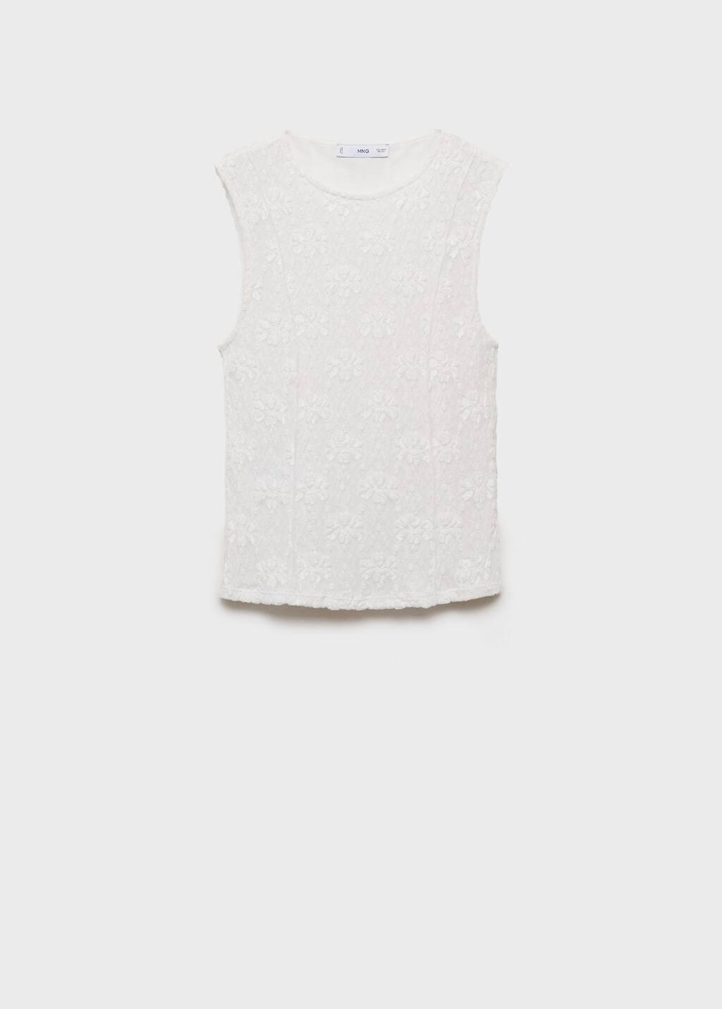 White Lace Strap T-Shirt, , large image number 0
