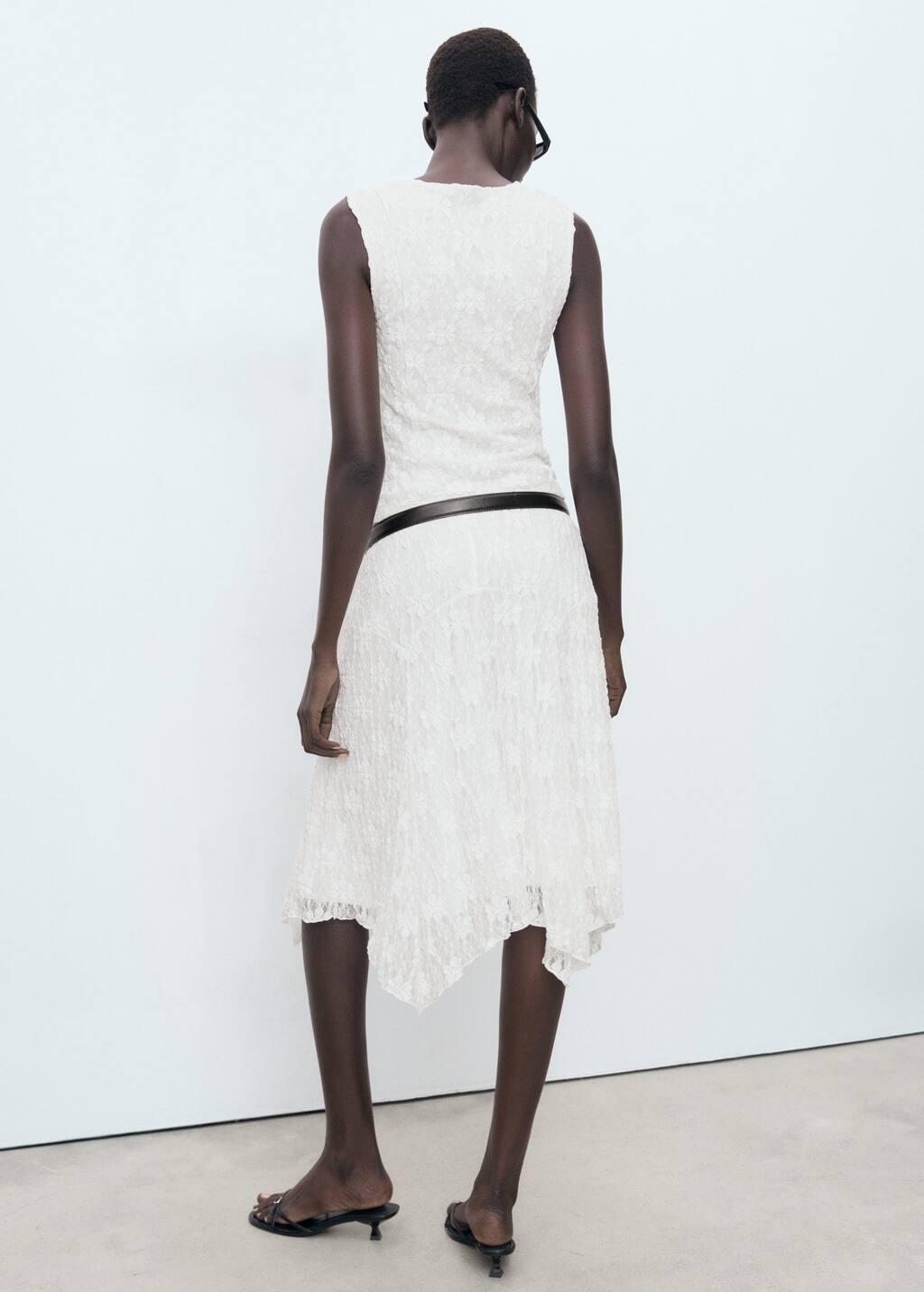 White Lace Strap T-Shirt, White, large image number 3