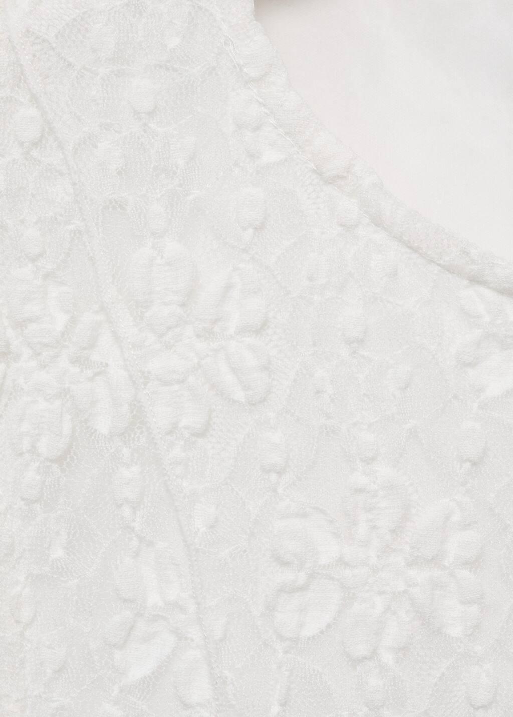 White Lace Strap T-Shirt, White, large image number 4