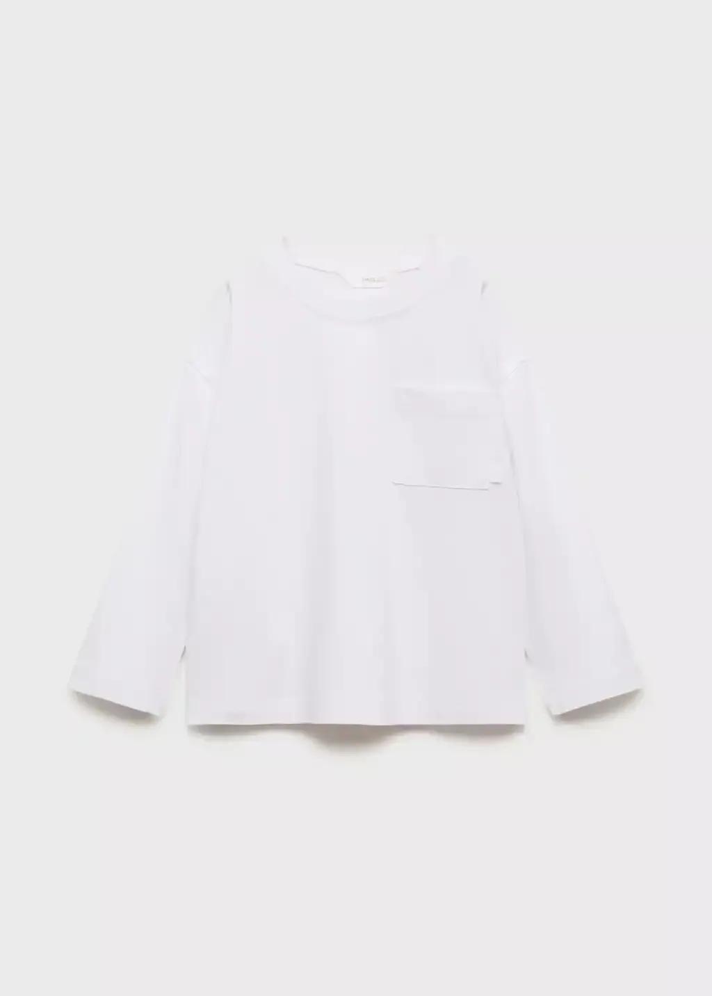 White Cotton Pocket T-Shirt, Baby Boys, White, large image number 0